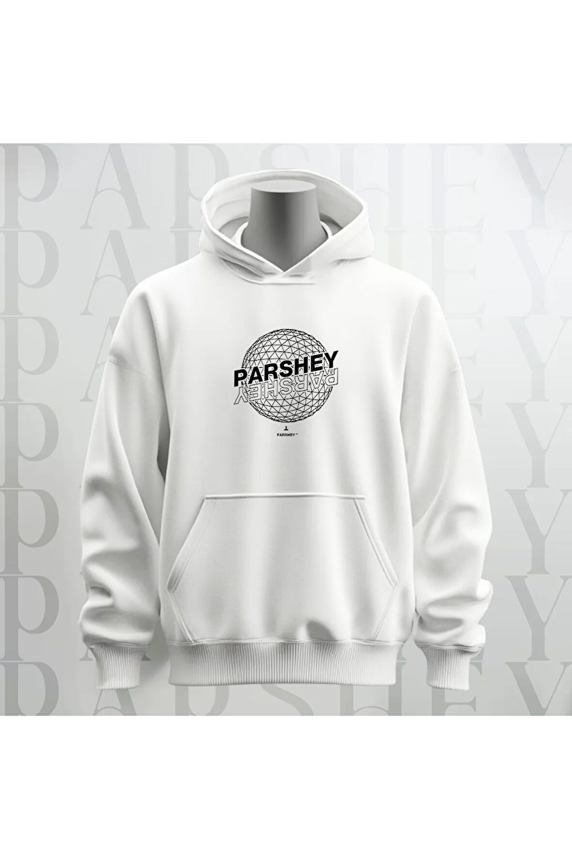 Dünya Deseni Baskılı Kapüşonlu Sweatshirt Hoodie Yünlü Kalın Kumaş 3 İplik Şardonlu