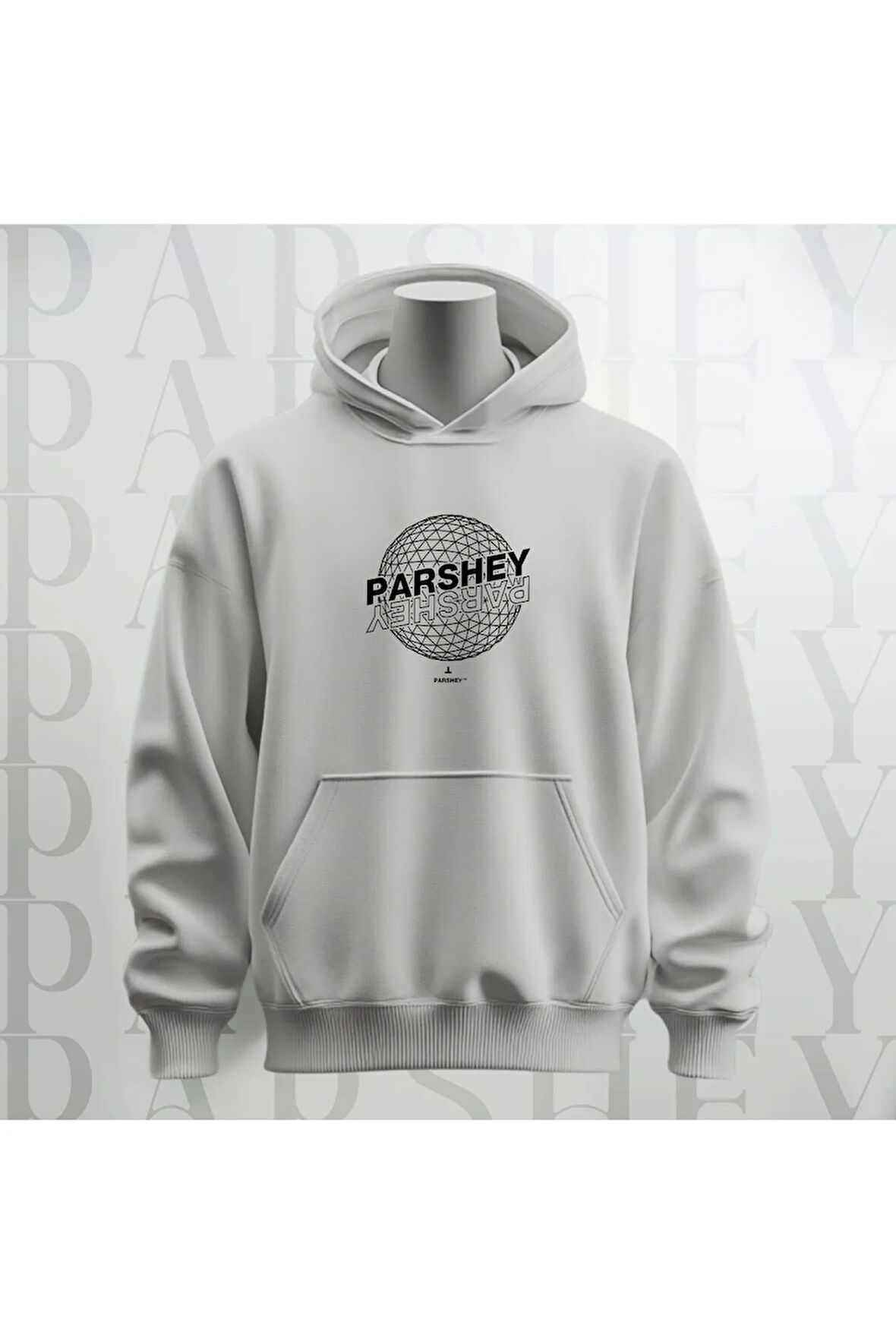 Dünya Deseni Baskılı Kapüşonlu Sweatshirt Hoodie Yünlü Kalın Kumaş 3 İplik Şardonlu