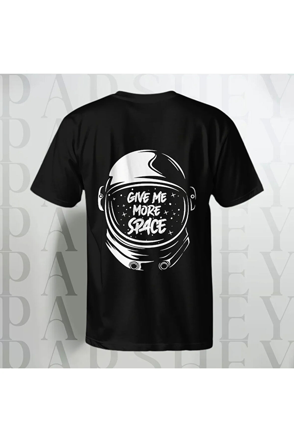 Give Me More Space Baskılı Unisex Yarım Kollu Bisiklet Yaka %100 Pamuk Oversize T-shirt