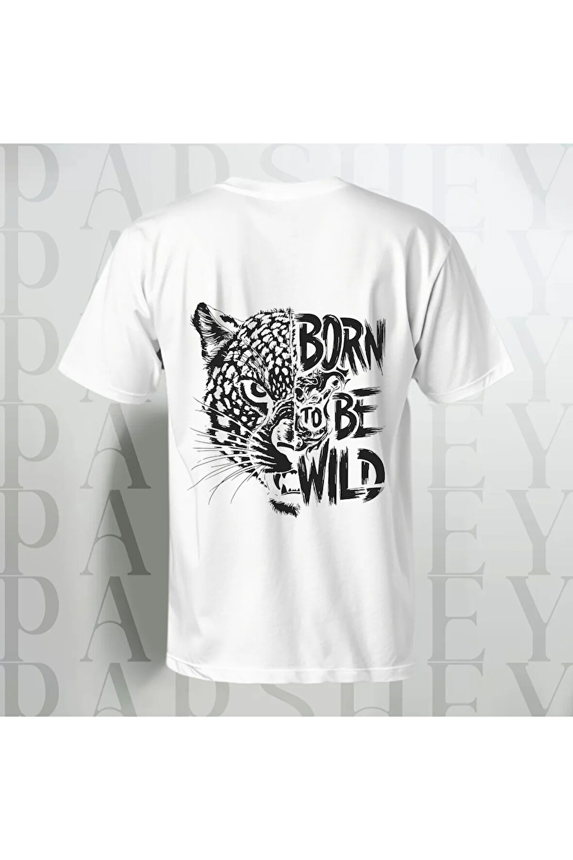 Born To Be Wild Tiger Baskılı Unisex Yarım Kollu Bisiklet Yaka %100 Pamuk Oversize T-shirt