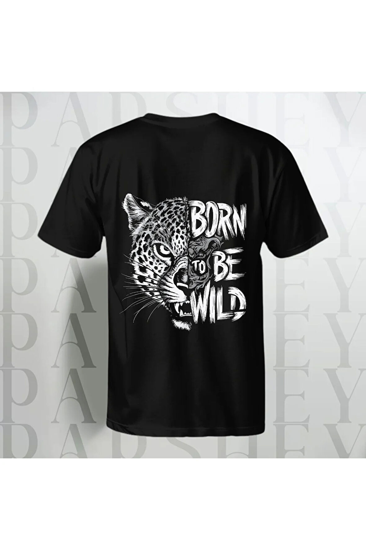 Born To Be Wild Tiger Baskılı Unisex Yarım Kollu Bisiklet Yaka %100 Pamuk Oversize T-shirt