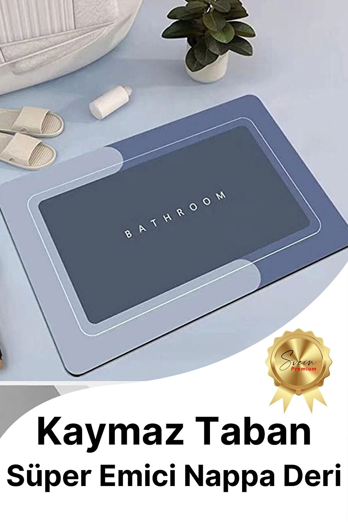 Sihirli Su Emici Kaymaz Tabanlı Kolay Temizlenir Dayanıklı Pürüzsüz Yumuşak Abdest Banyo Paspası