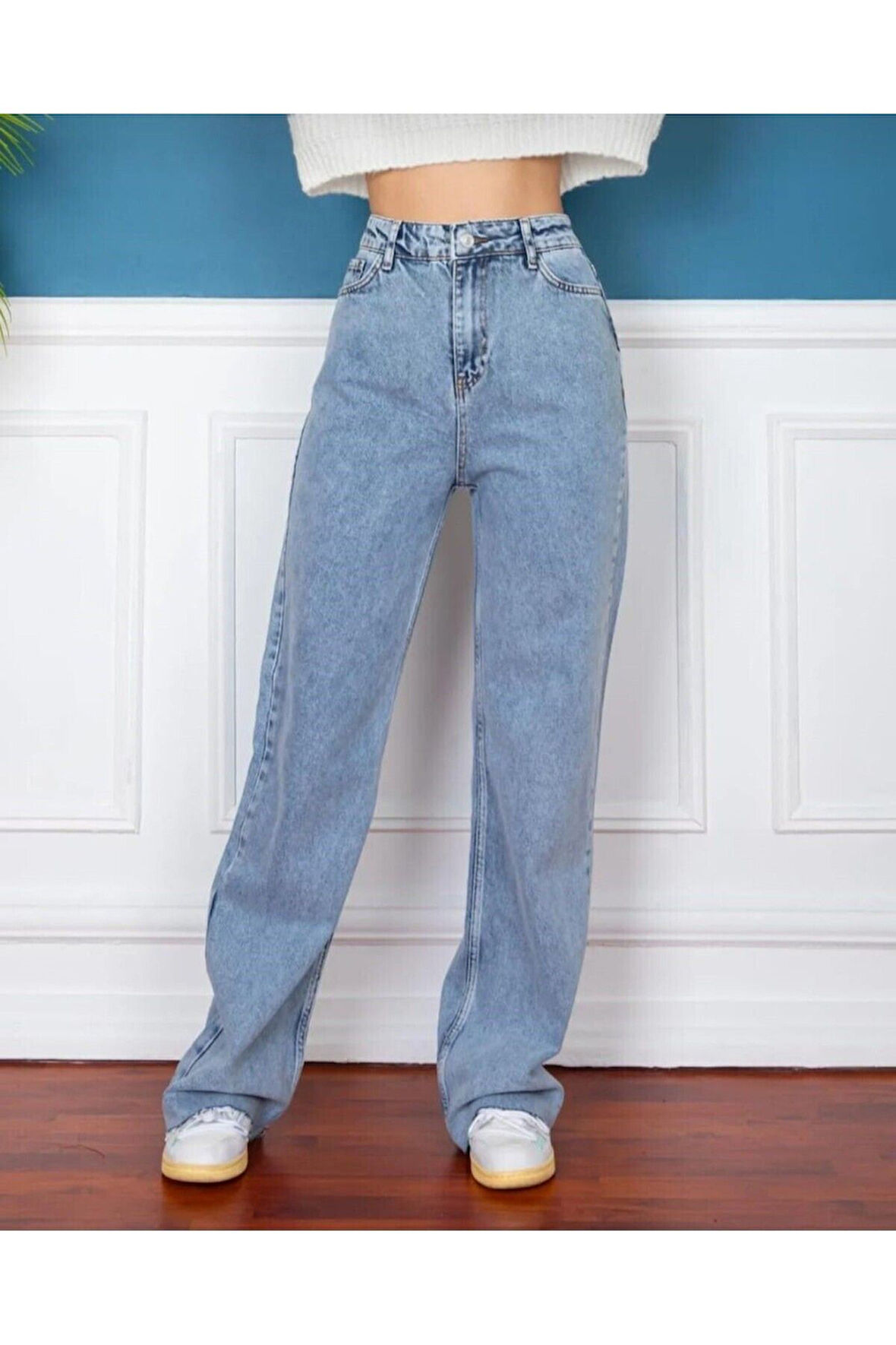 2021 Kadın Likralı Palazzo Jeans Kot Denim Pantolon