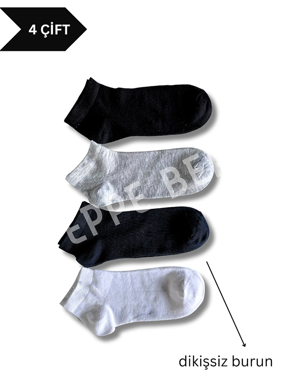 4 Çift UNISEX Dikişsiz Soft Cotton Patik Çorap