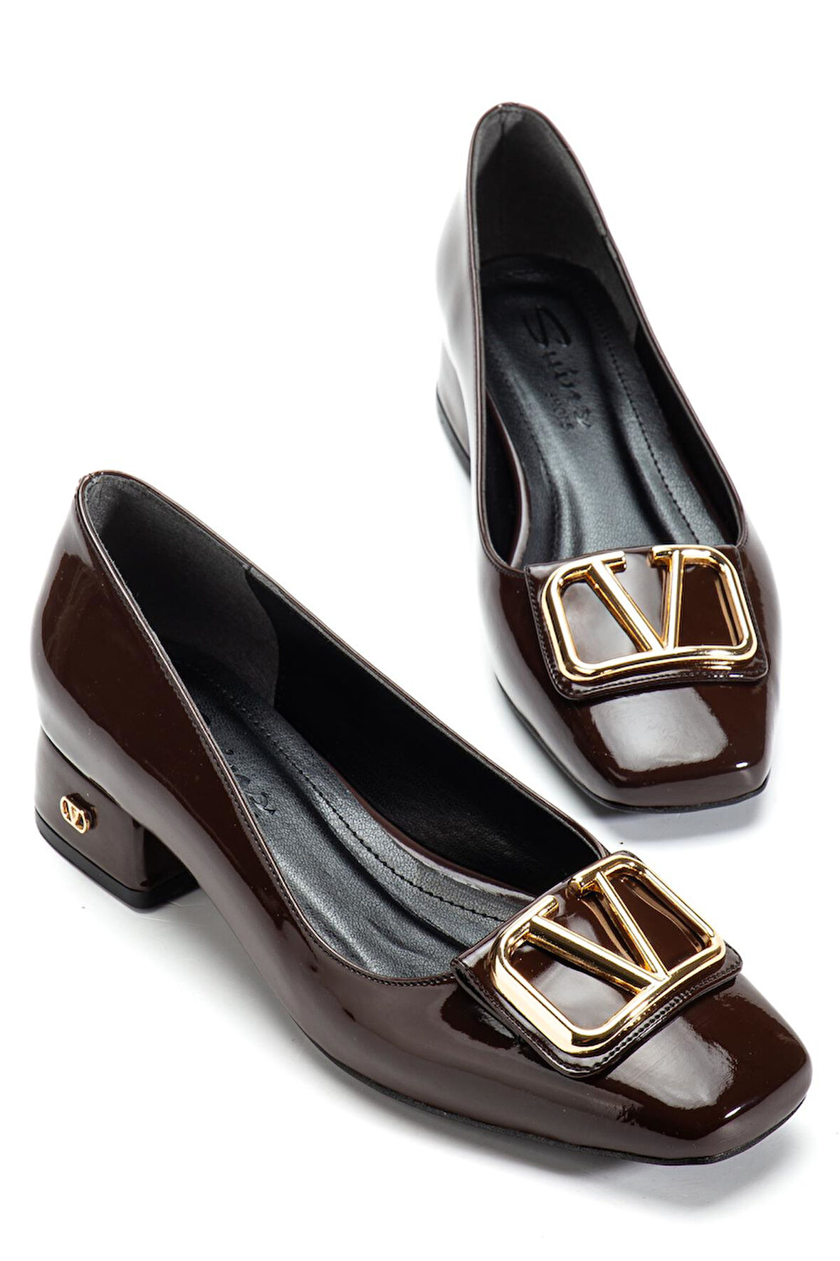 Suins Premium Pauly Model Kadın Orta Topuklu Siyah Kahve Bordo Ayakkabı