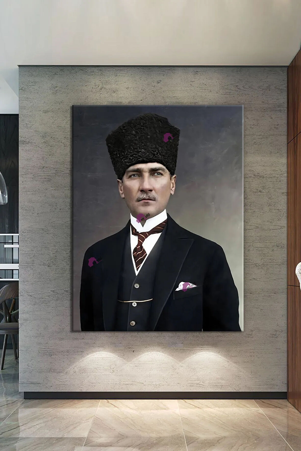 Atatürk Mustafa Kemal Kanvas Tablo Okullara İşyerlerine Uygun (8 Farklı Ölçü)