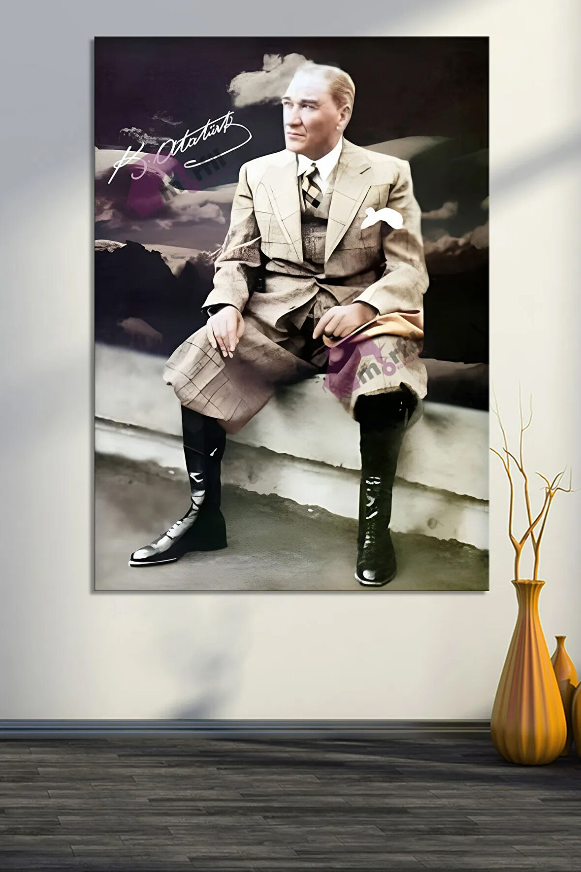 Atatürk Mustafa Kemal Kanvas Tablo Okullara İşyerlerine Uygun (8 Farklı Ölçü)