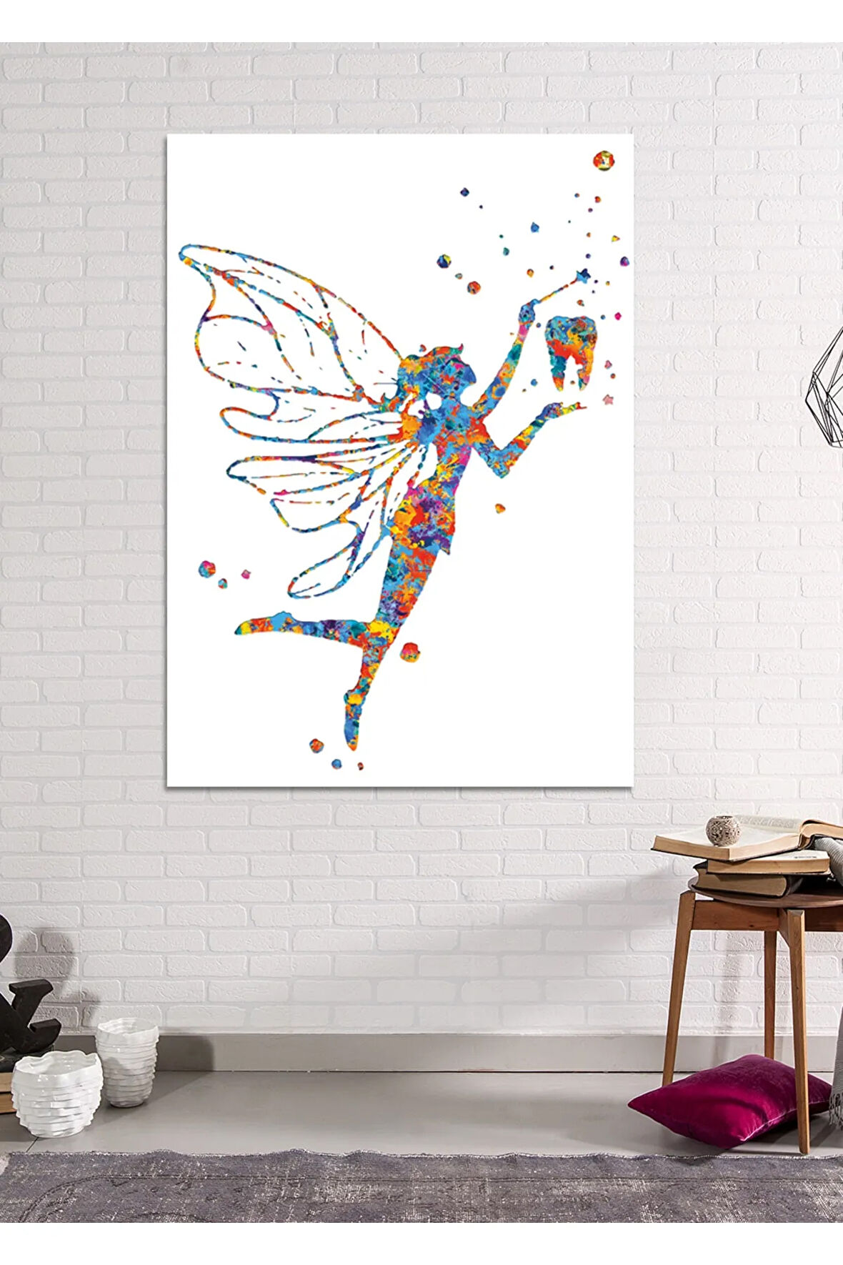 Diş Hekimlerine Doktorlara Hastanelere Özel Suluboya Efektli Dekoratif Kanvas Tablo