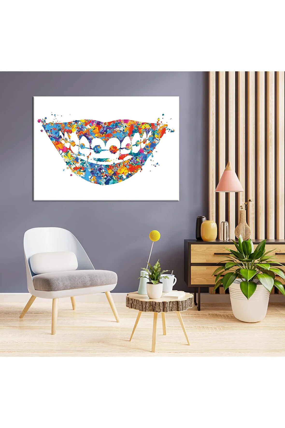 Diş Hekimlerine Doktorlara Hastanelere Özel Suluboya Efektli Dekoratif Kanvas Tablo