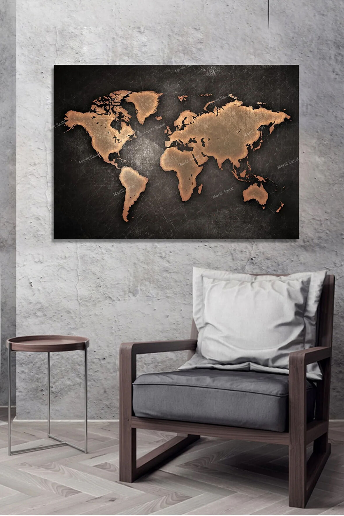 Eskitme Dünya Haritası World Map Kanvas Tablo (8 Farklı Ölçü)