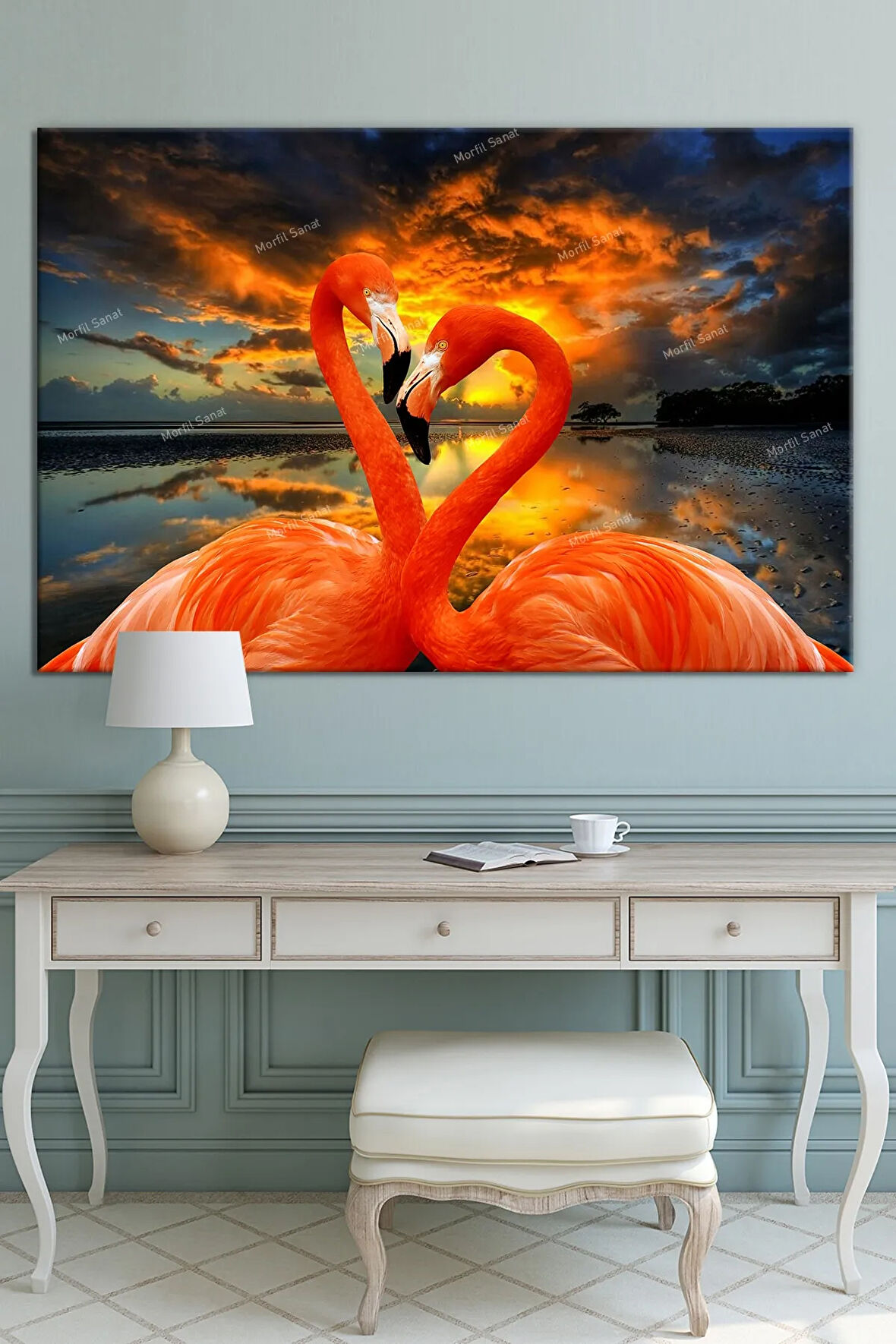 Kuğular ve Aşk Dekoratif Kanvas Tablo