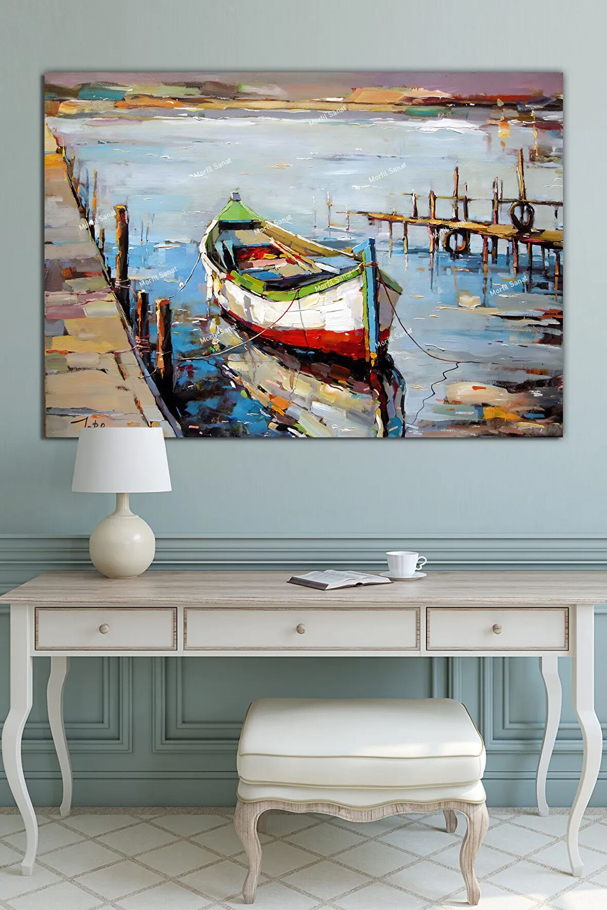 Iskele Ve Sandal Dekoratif Kanvastablo