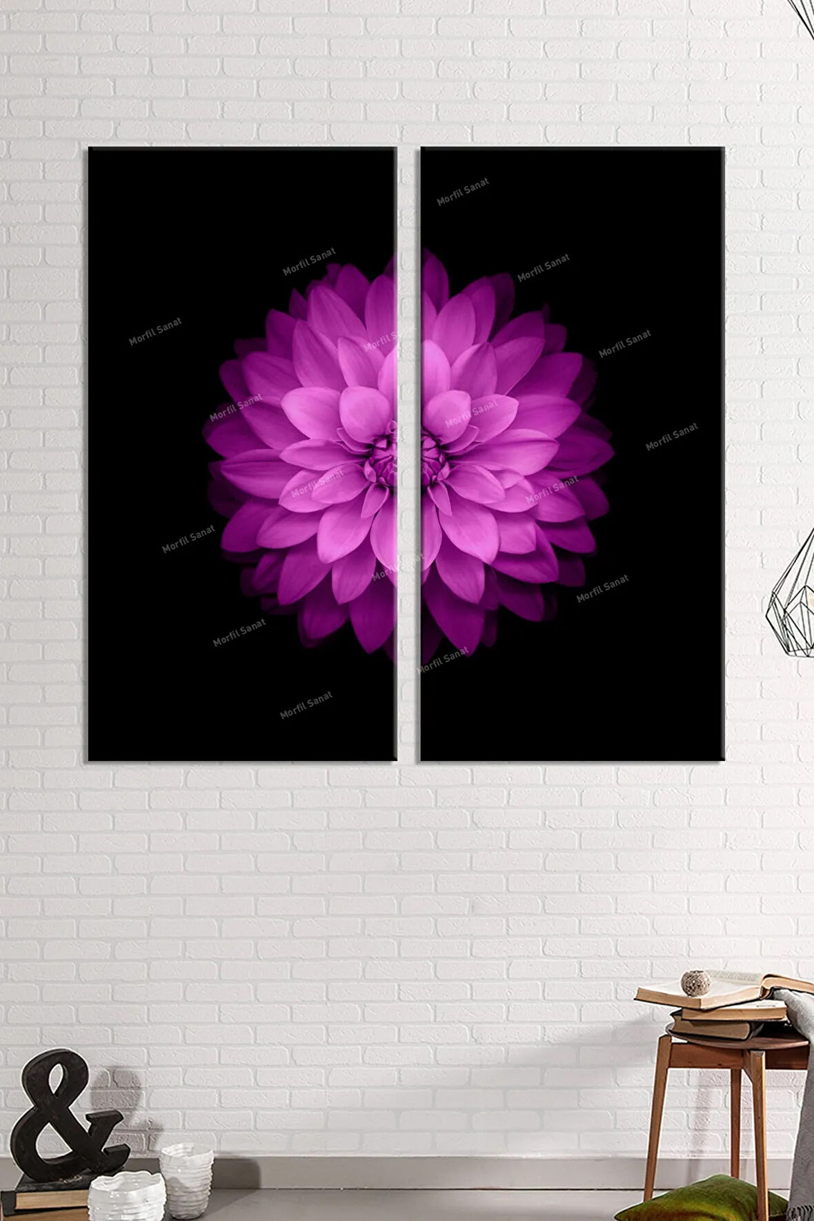 Lotus Çiçeği Yaşam Çiçeği Çiftli Dekoratif Kanvas Tablo (2 Parça Fiyatıdır)