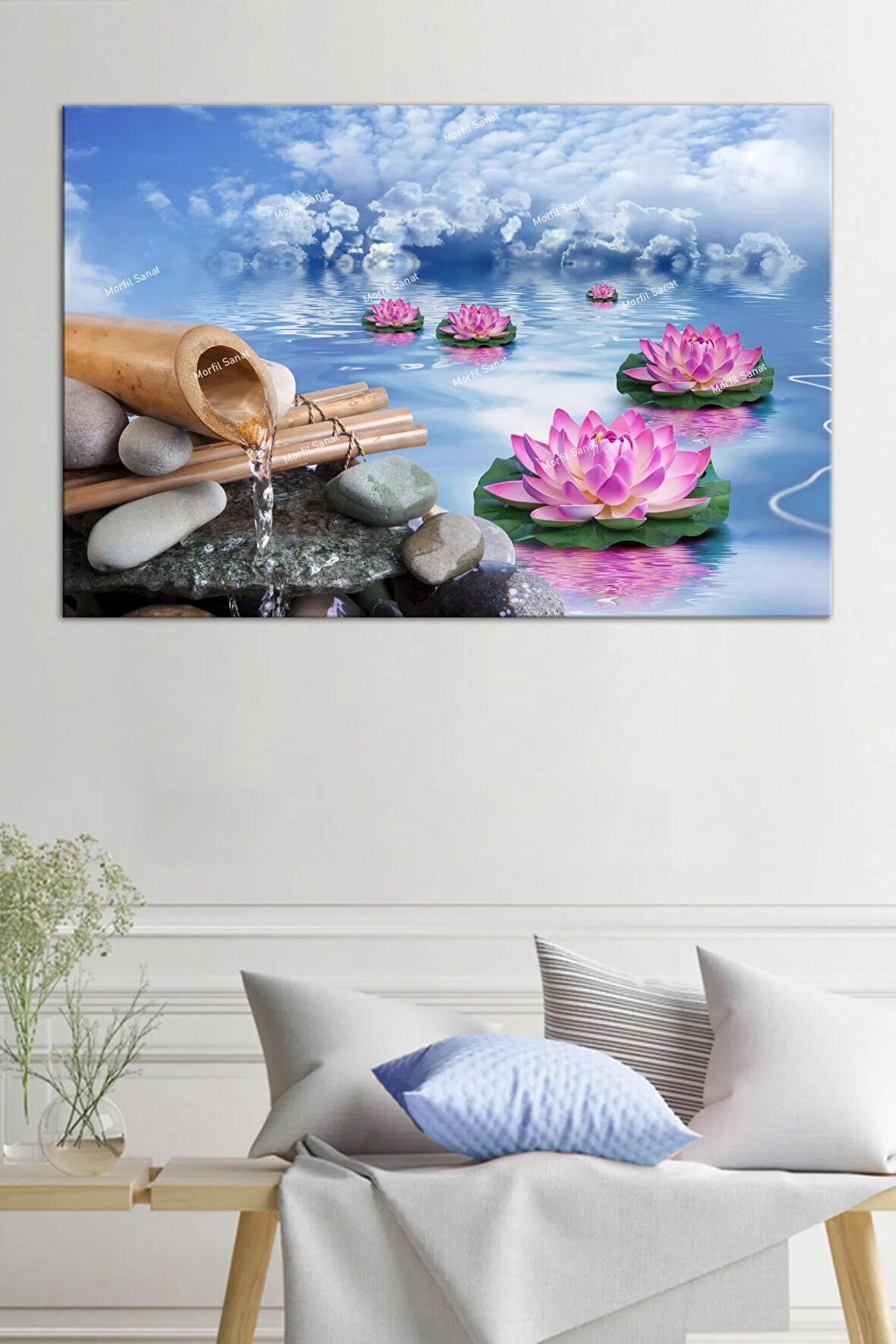 Lotus Çiçeği Ve Huzur Sıpa Otel Sauna Spor Dekoratif Kanvas Tablo