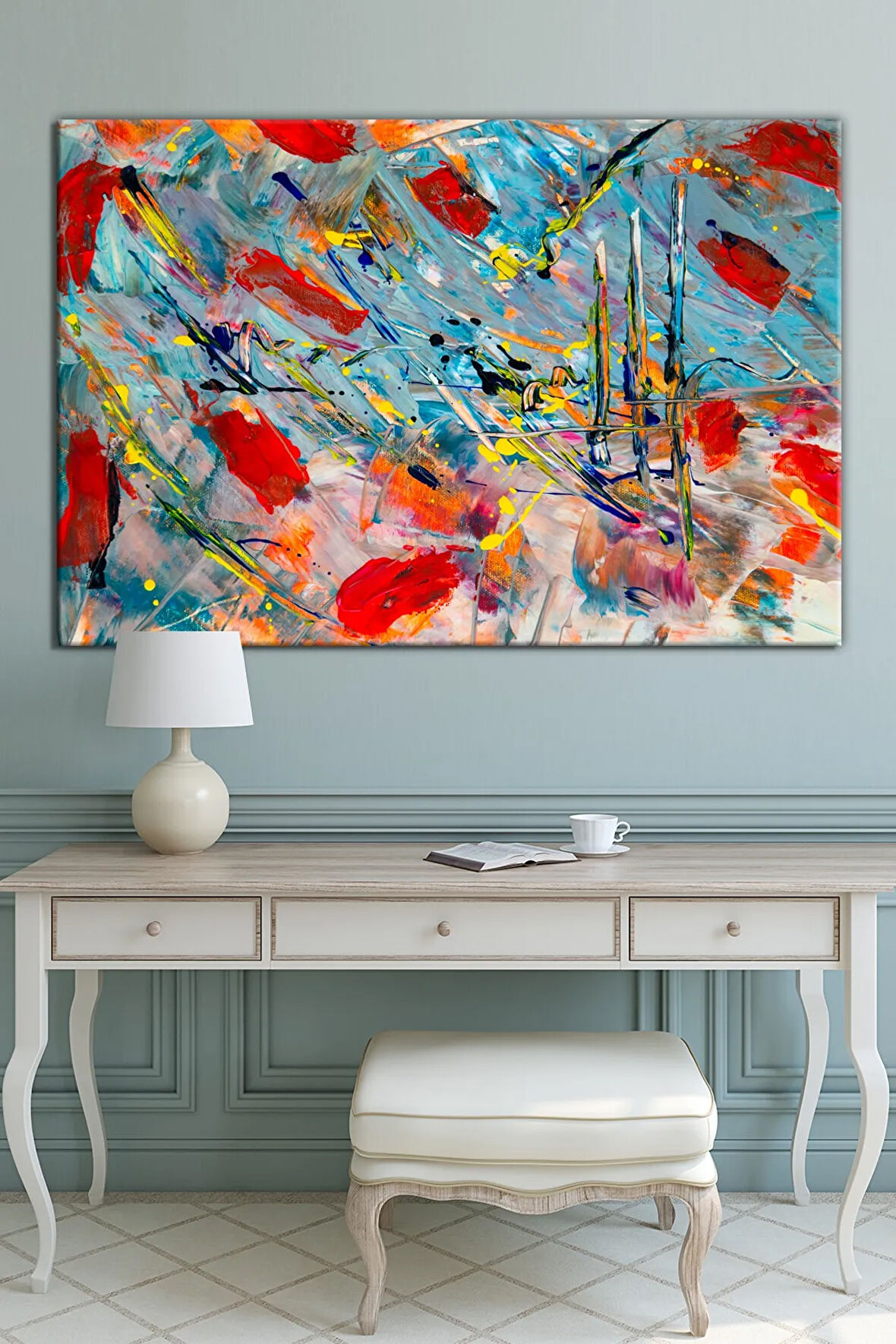 Gelincik Yağlıboya Efektli Sanatsal Kanvas Tablo 8 Farklı Ölçü