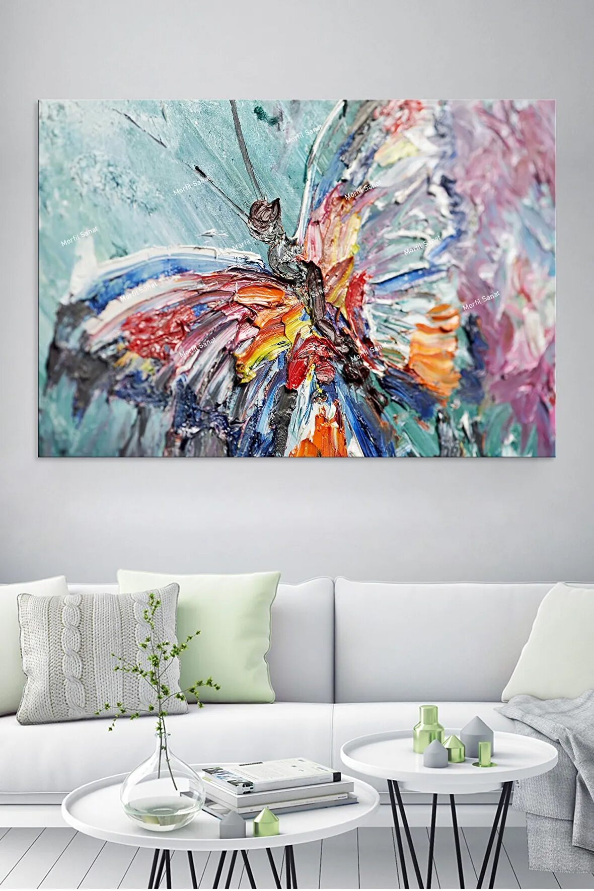 Kelebek Etkisi Yağlıboya Görünümlü Kanvas Tablo