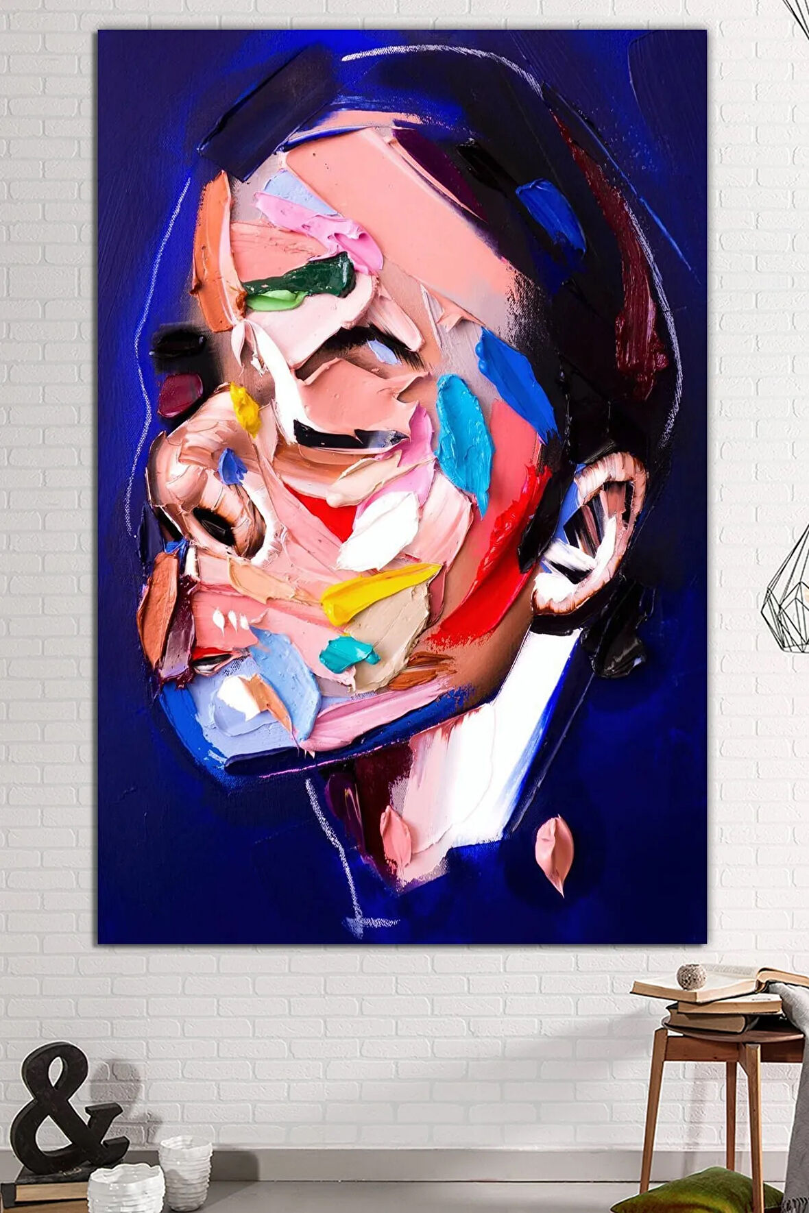 Yüzler Fırça Darbeli Görünümlü Soyut Modern Sanat Kanvas Tablo