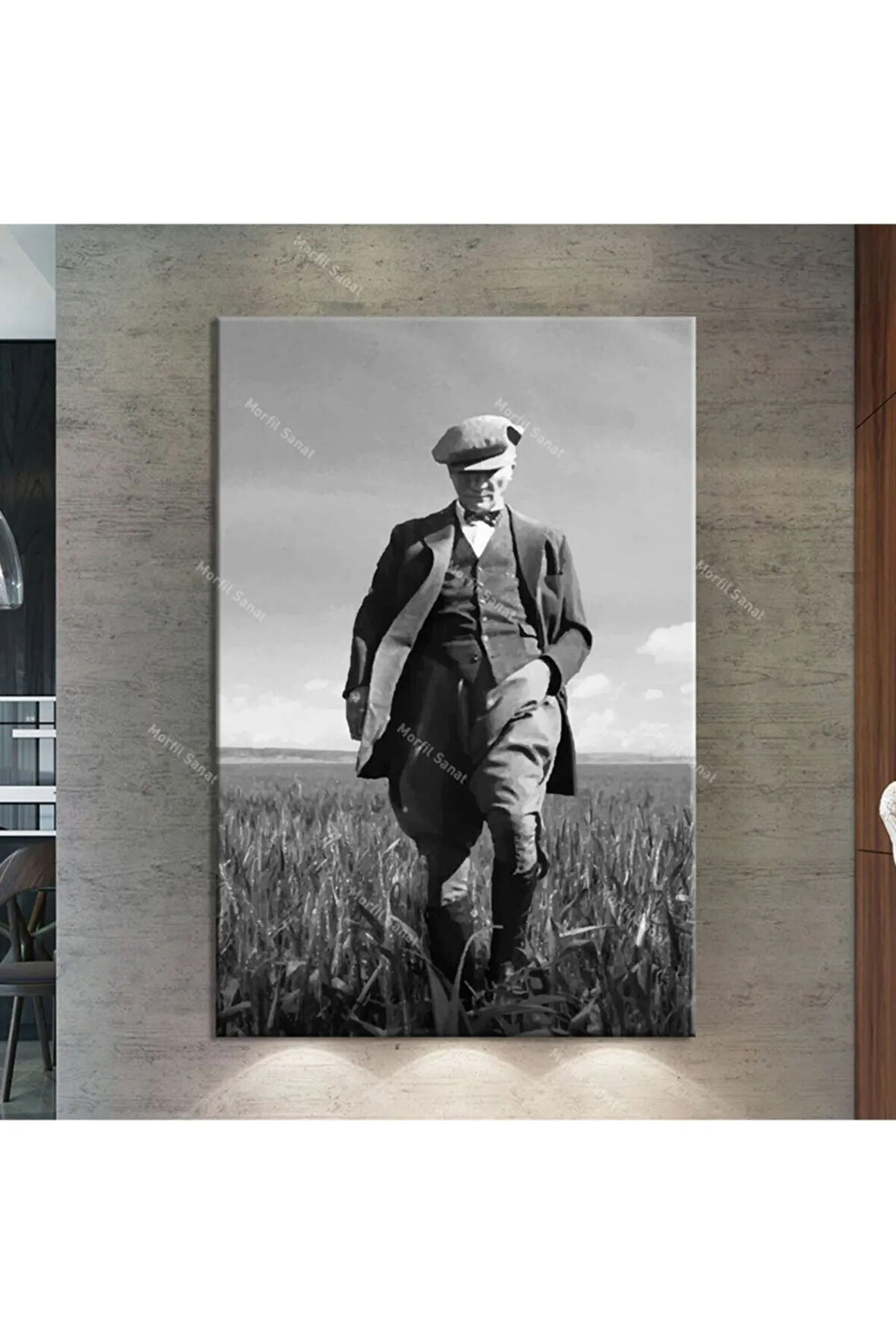 Atatürk Kanvas Tablo Dev Boy Yağlıboya Görünümlü