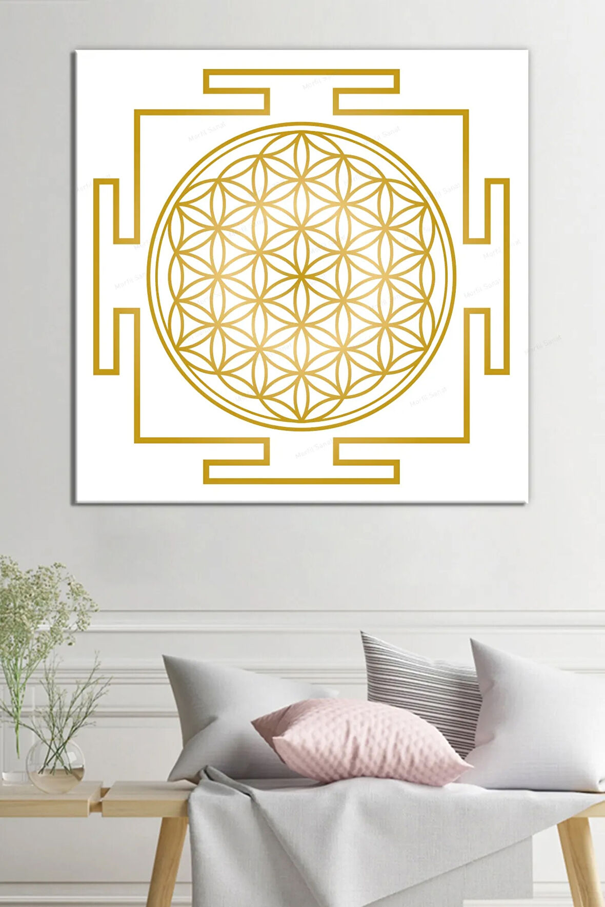 Yaşam Çiçeği Kutsal Geometri Sri Yantra Kanvas Tablo
