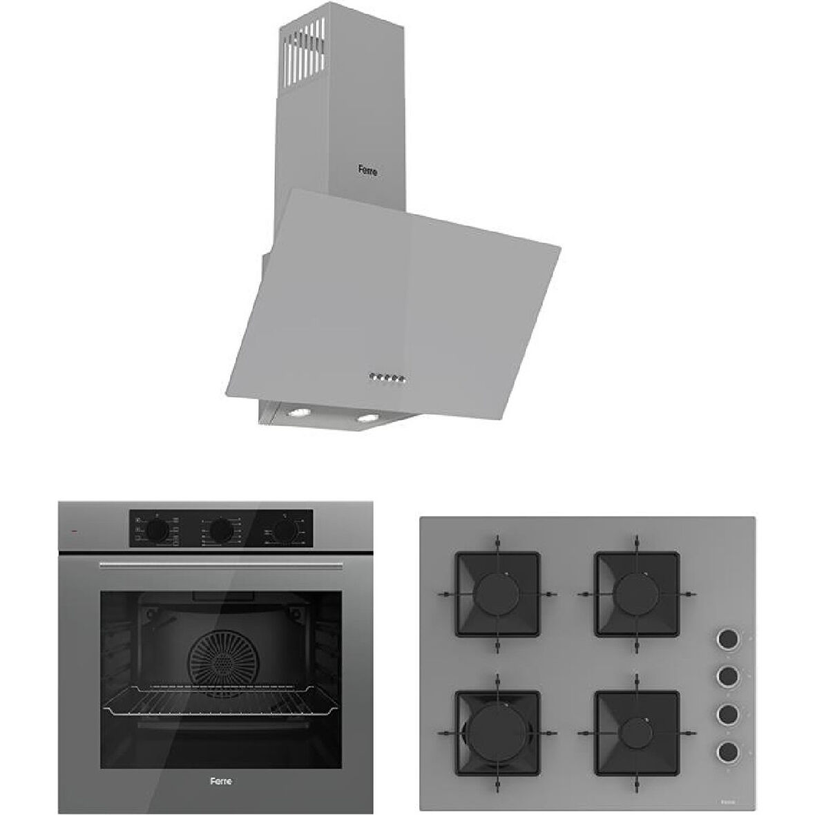 Ferre Flowart Serisi (QBL62CPR-SS208-D088) Ankastre Set