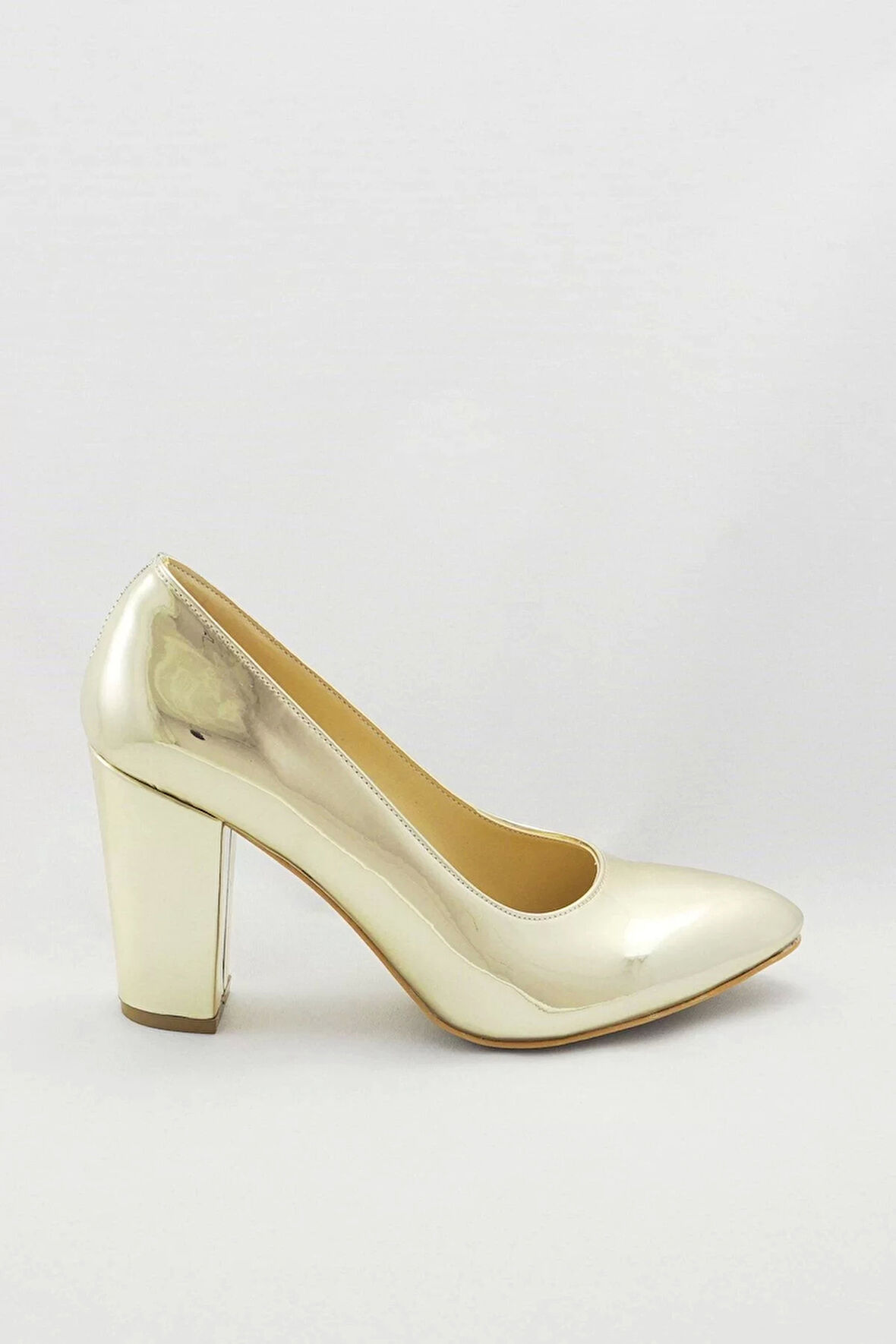 Kadın Moda Şık Gold Klasik Topuklu Ayakkabı Topuklu Düğün Nişan Gece Abiye Ayakkabı