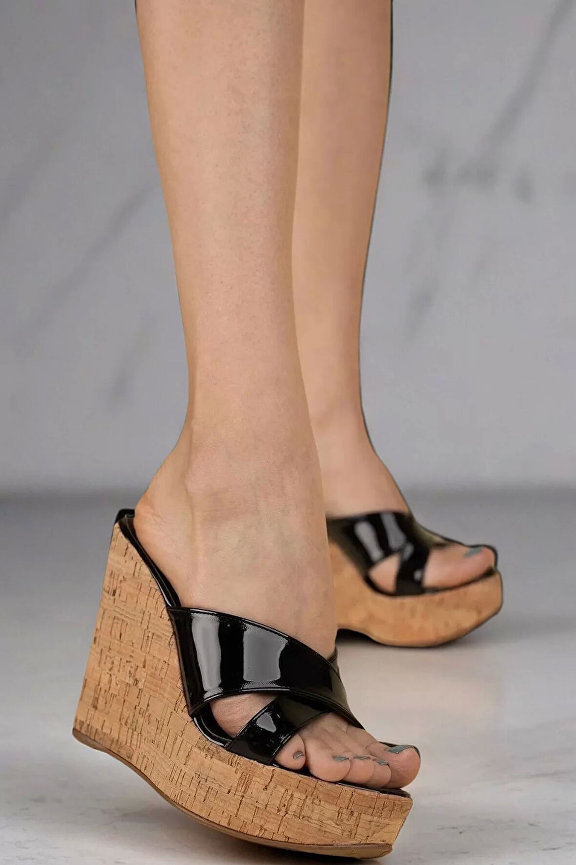 Kadın Elegant Ayakkabı Dolgu Topuklu Terlik Özel Tasarım Abiye Ayakkabı