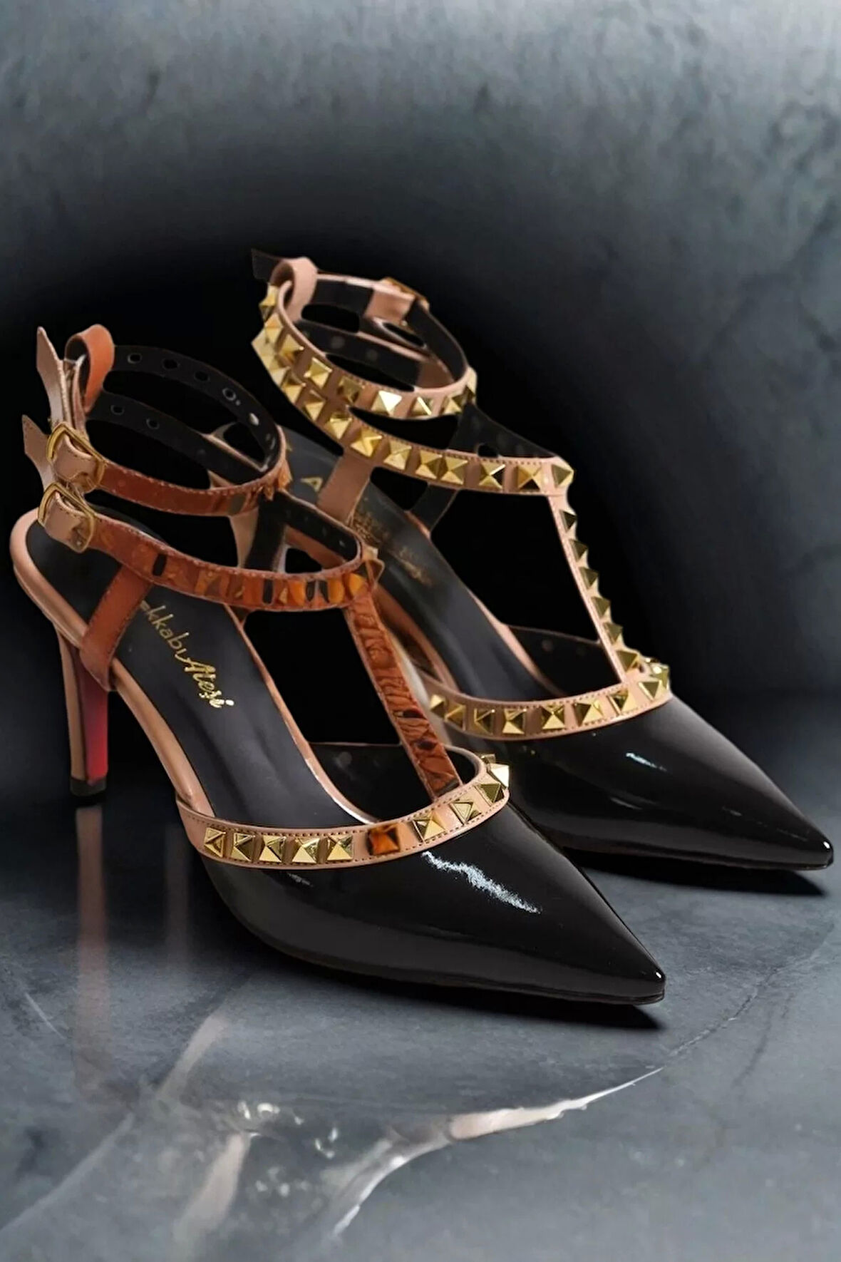 Kadın Elegant Ayakkabı Troklu İnce Topuklu Ayakkabı Stiletto Özel Tasarım Abiye Ayakkabı