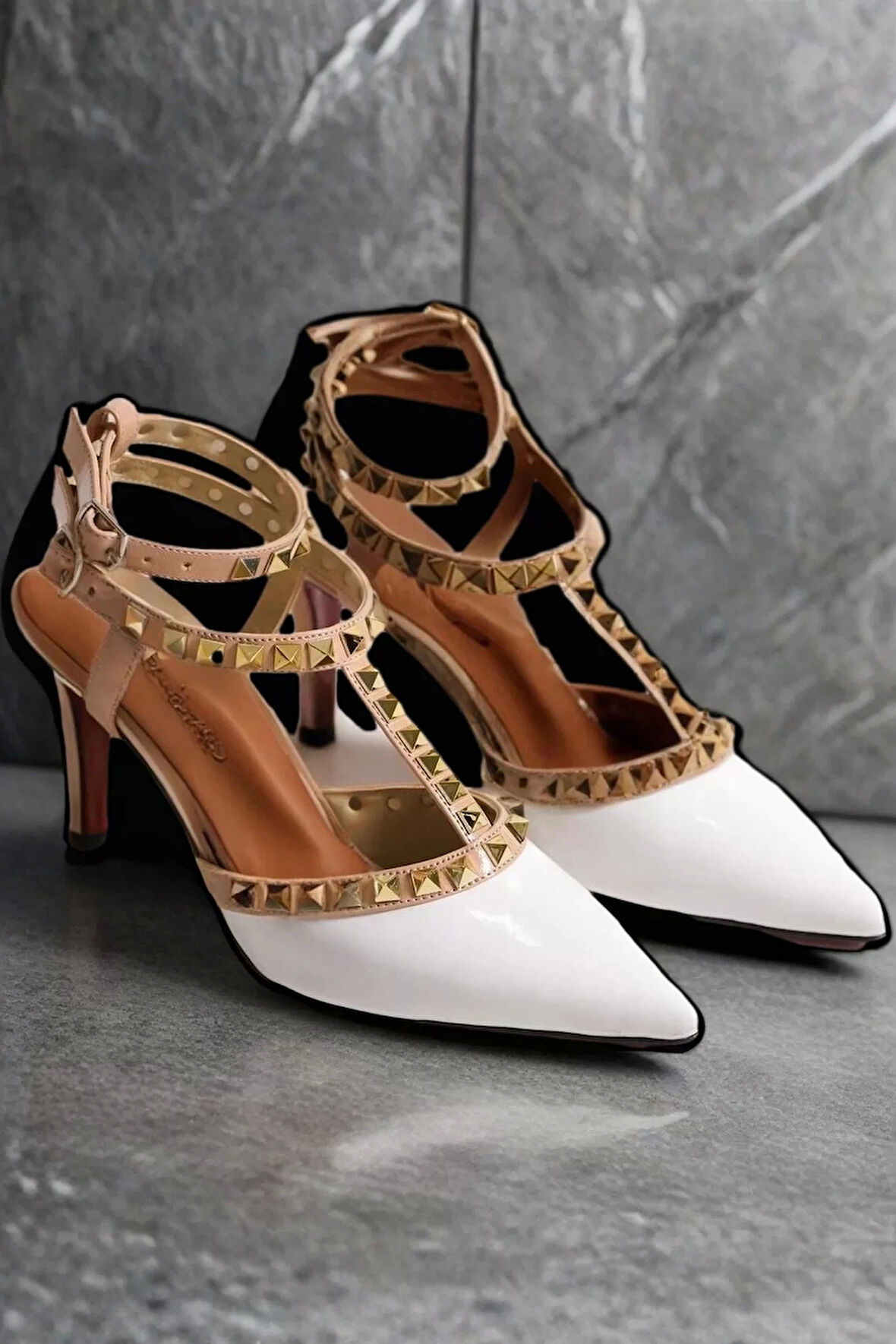 Kadın Elegant Ayakkabı Troklu İnce Topuklu Ayakkabı Stiletto Özel Tasarım Abiye Ayakkabı