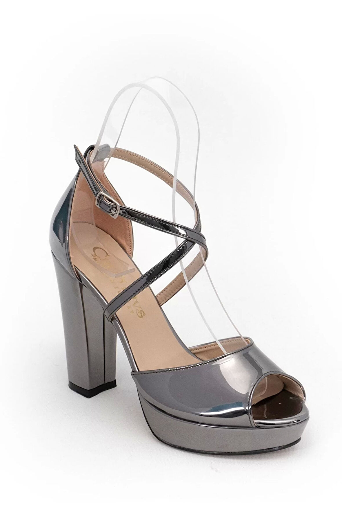 Kadın Moda Şık Platin Ayna Topuklu Zarif Tasarım Yüksek Topuk Düğün Nişan Gece Abiye Ayakkabı