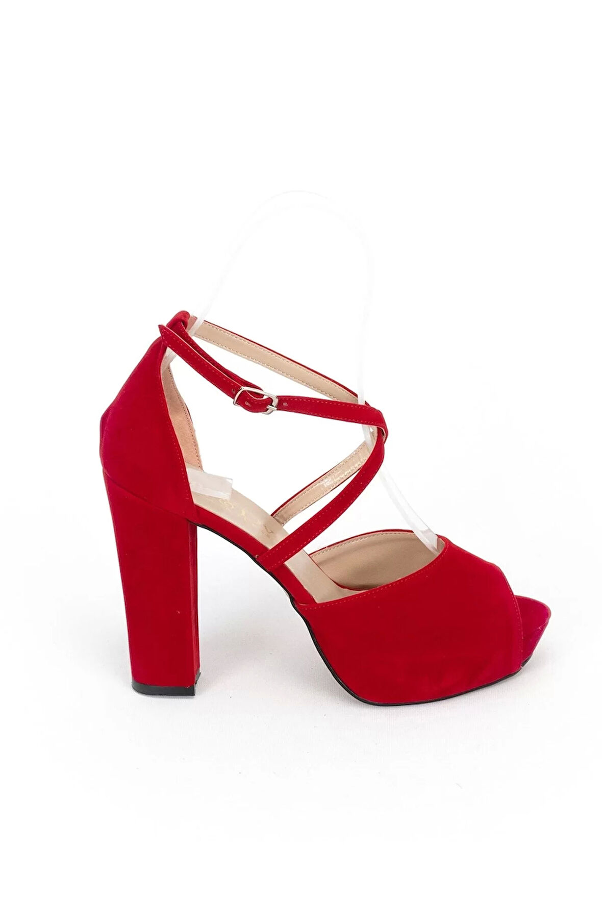 Kadın Moda Şık Kırmızı Süet Topuklu Zarif Tasarım Yüksek Topuk Düğün Nişan Gece Abiye Ayakkabı