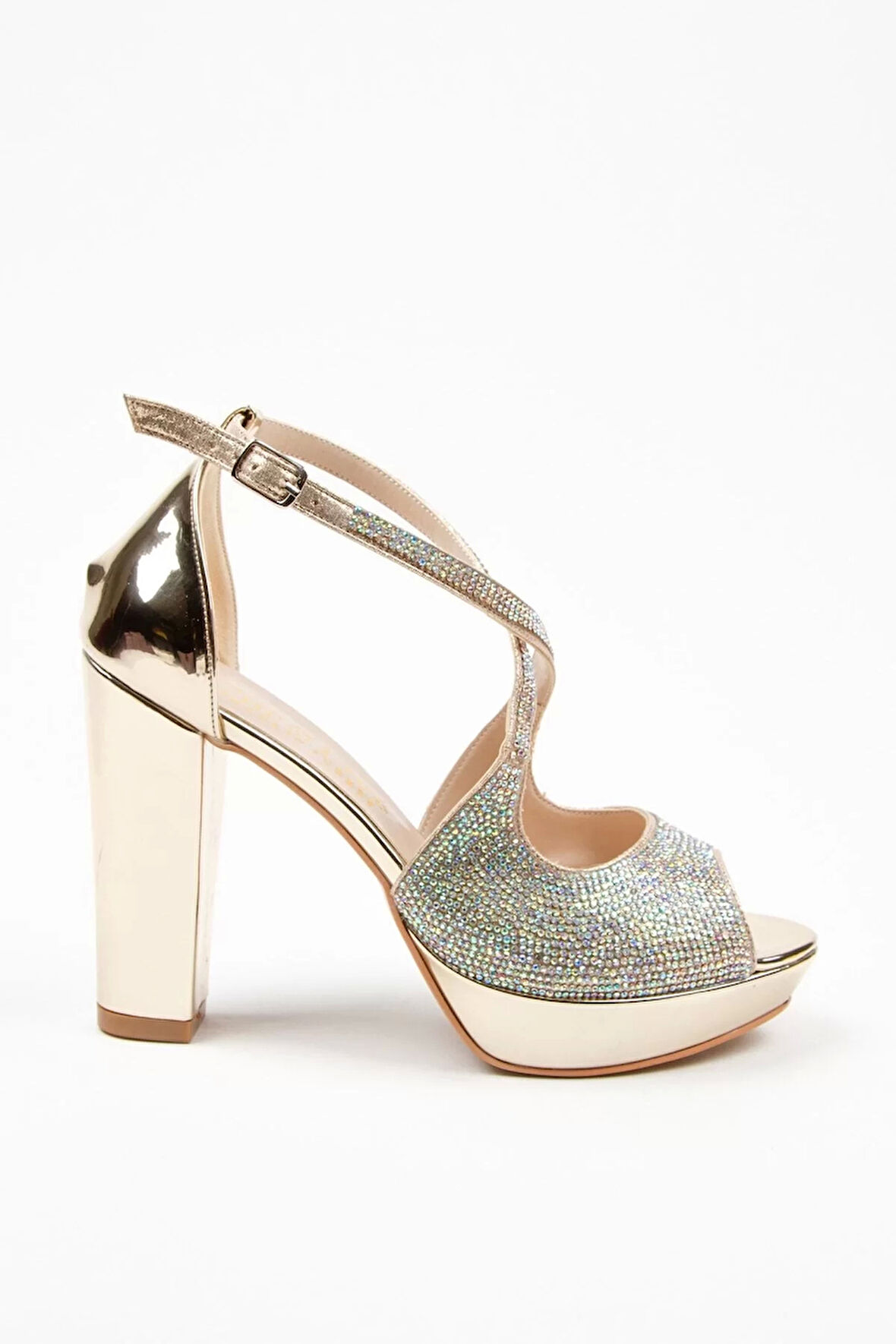 Kadın Moda Şık Gold Yüz Taş Zarif Tasarım Düğün Nişan Gece Abiye Ayakkabı