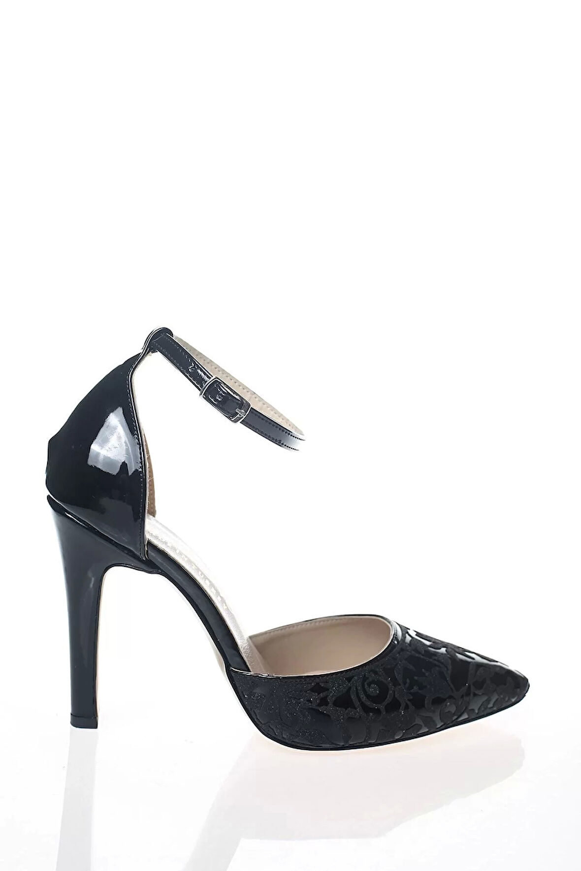 Kadın Moda Ayna Desenli Lazer Kesim Stiletto Klasik Ayakkabı Topuklu Nişan Gece Abiye Ayakkabı