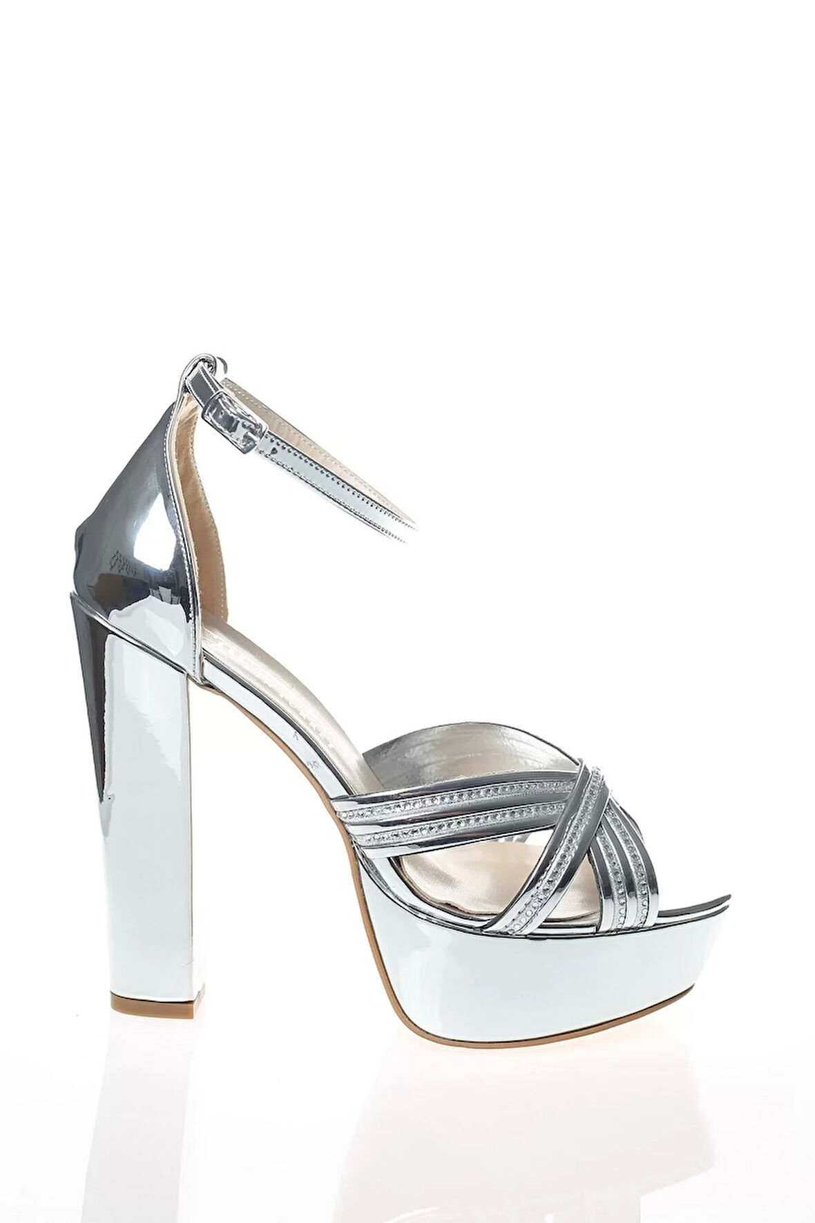 Kadın Moda Şık Sarı Gold Çapraz Bant Topuklu Zarif Tasarım Düğün Nişan Gece Abiye Ayakkabı