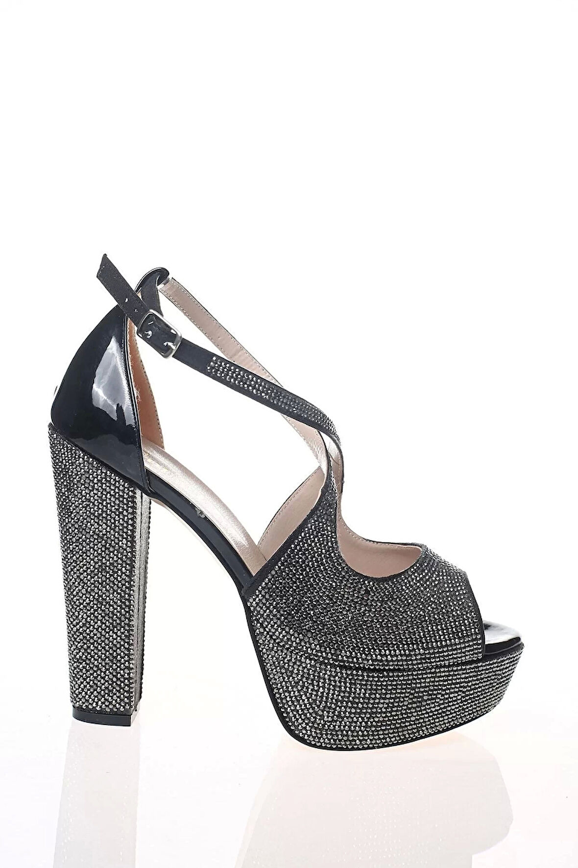 Kadın Moda Şık Sedef Cilt Full Taş Detaylı Topuklu Düğün Nişan Gece Abiye Ayakkabı