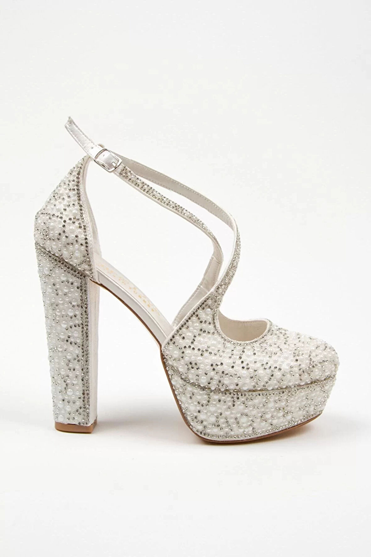 Kadın Moda Şık Gold Full Inci Zarif Tasarım Düğün Nişan Gece Abiye Ayakkabı