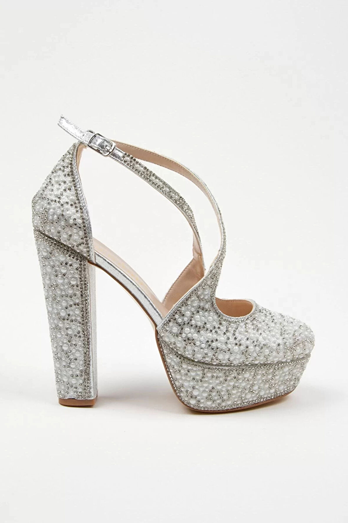 Kadın Moda Şık Gold Full Inci Zarif Tasarım Düğün Nişan Gece Abiye Ayakkabı