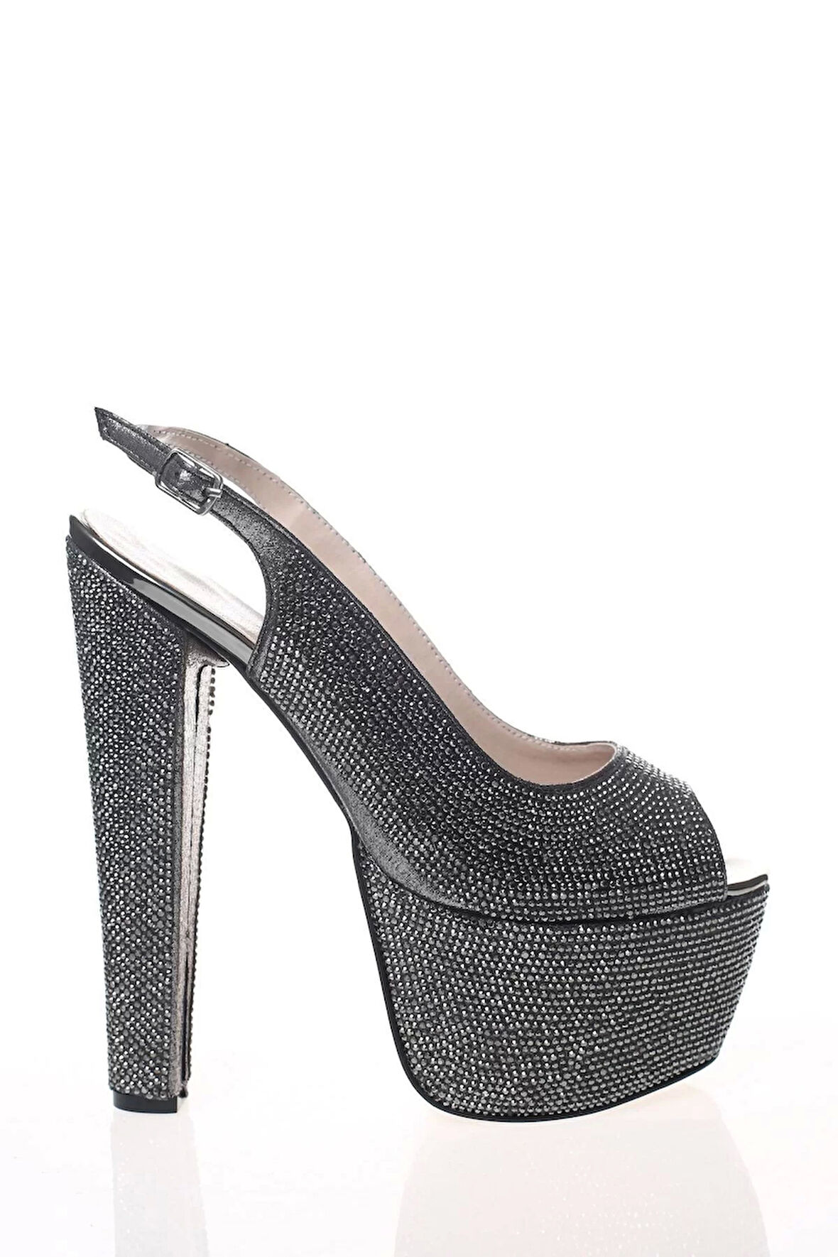 Kadın Moda Şık Gold Full Taş Yüksek Topuk Topuklu Düğün Nişan Gece Abiye Ayakkabı