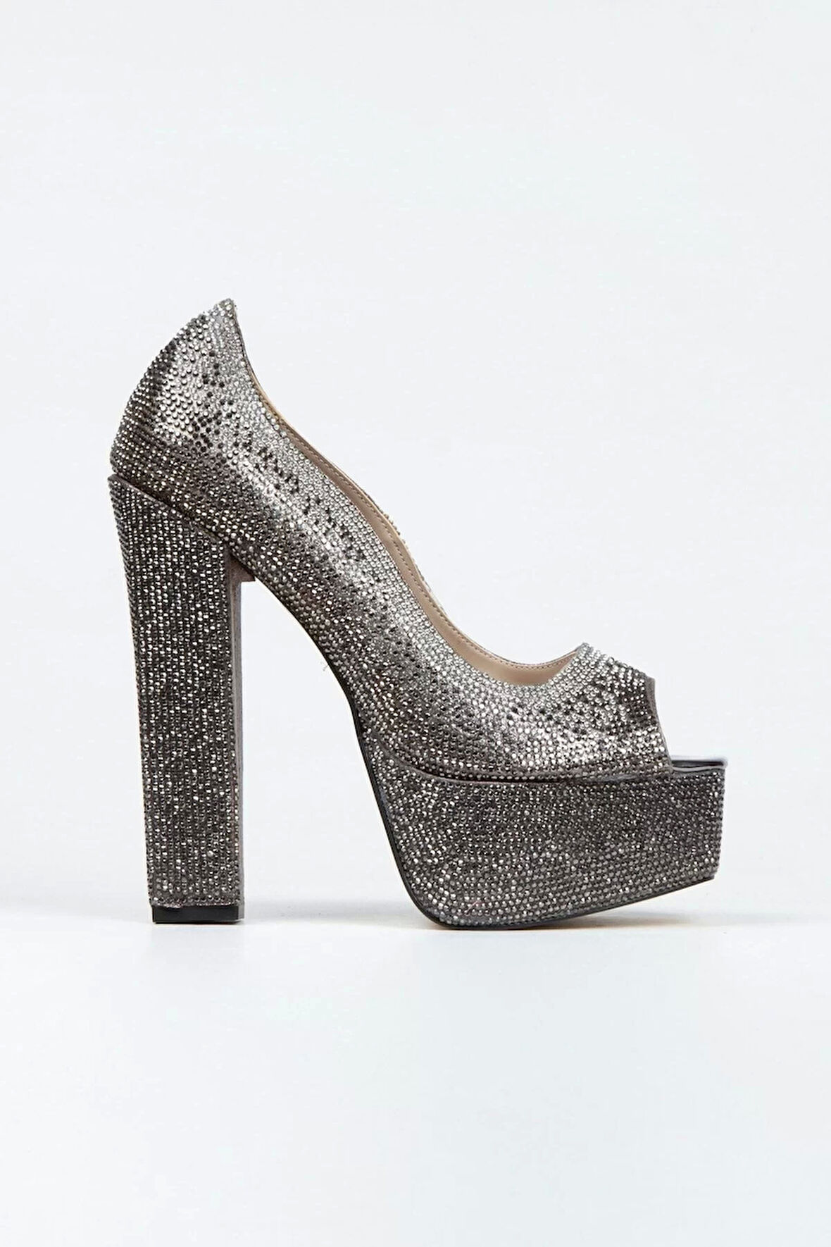 Kadın Moda Gold Sultan Çift Renk Taşlı Klasik Köşe Kalıplı Kalın Düğün Nişan Gece Abiye Ayakkabı