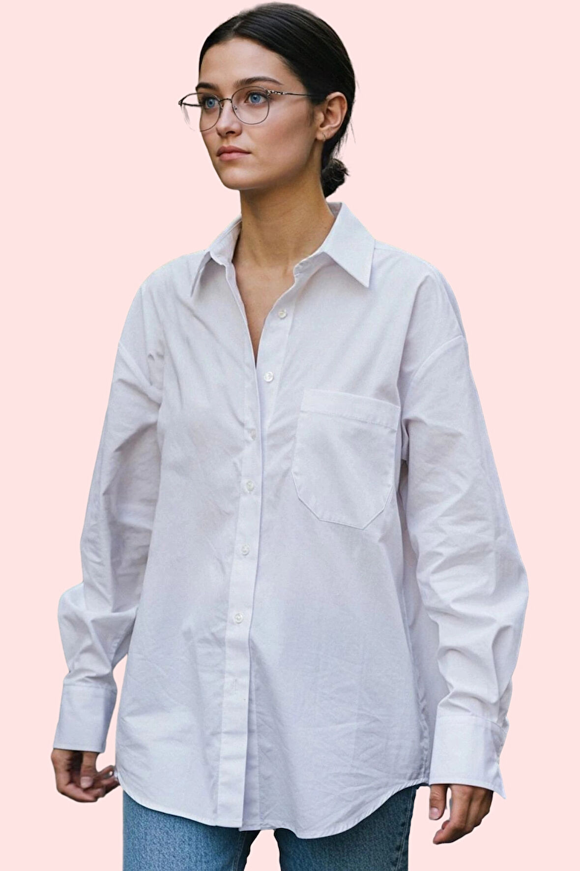 Kadın Boyfriend Geniş Kalıp Pamuklu Gömlek Günlük Casual Stil Hafta Sonu Dayanıklı Malzeme