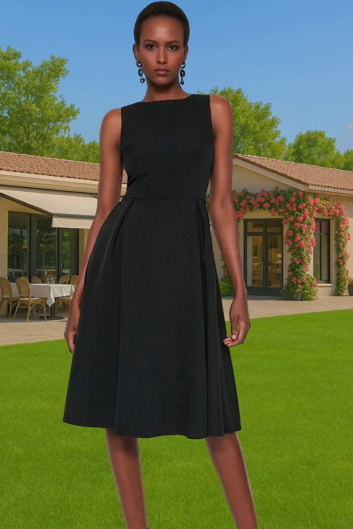 Midi Boy Pileli Elastan Dokuma Elbise İş Ve Günlük Yüksek Kalite Şık Görünüm Premium Kalite