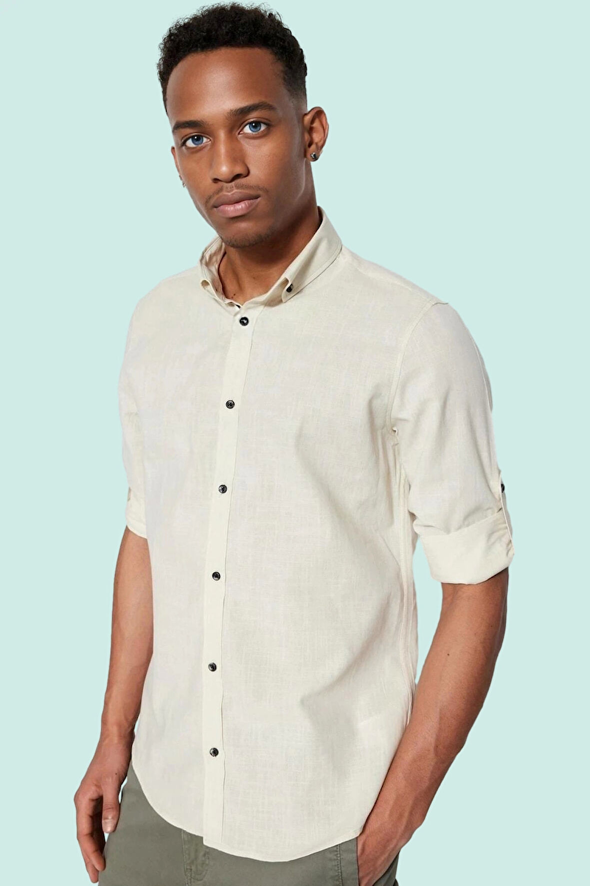 Erkek Slim Fit Uzun Kollu Gömlek Pamuklu Casual Günlük Hafta Sonu Yaz Aylarının Vazgeçilmezi