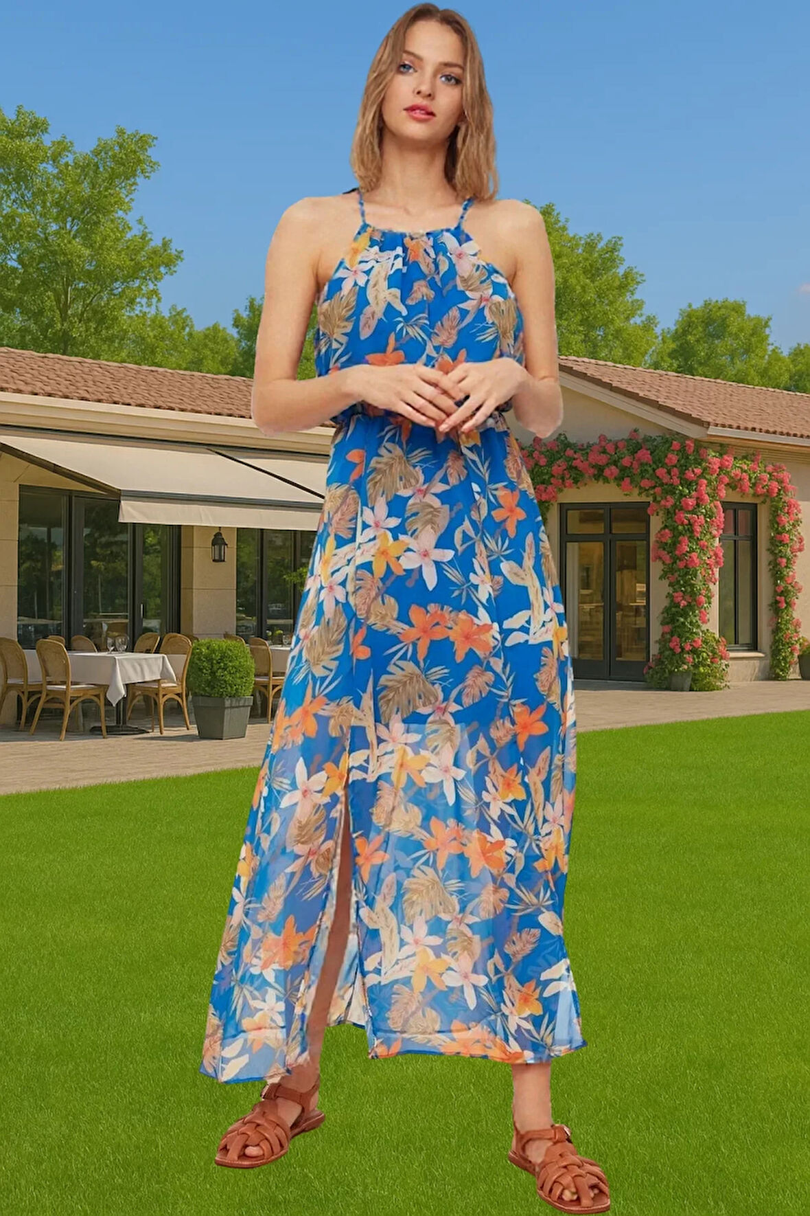 Şifon Astarlı Midi Boy Elbise Puantiyeli Desenli Yazlık A Kesim Kaliteli İşçilik Rahat Ve Şık