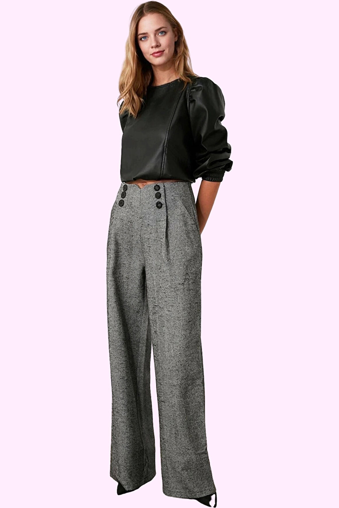 Kadın Palazzo Pantolon Desenli Wide Leg Boru Paça Günlük Stil Hafta Sonu Dayanıklı Malzeme