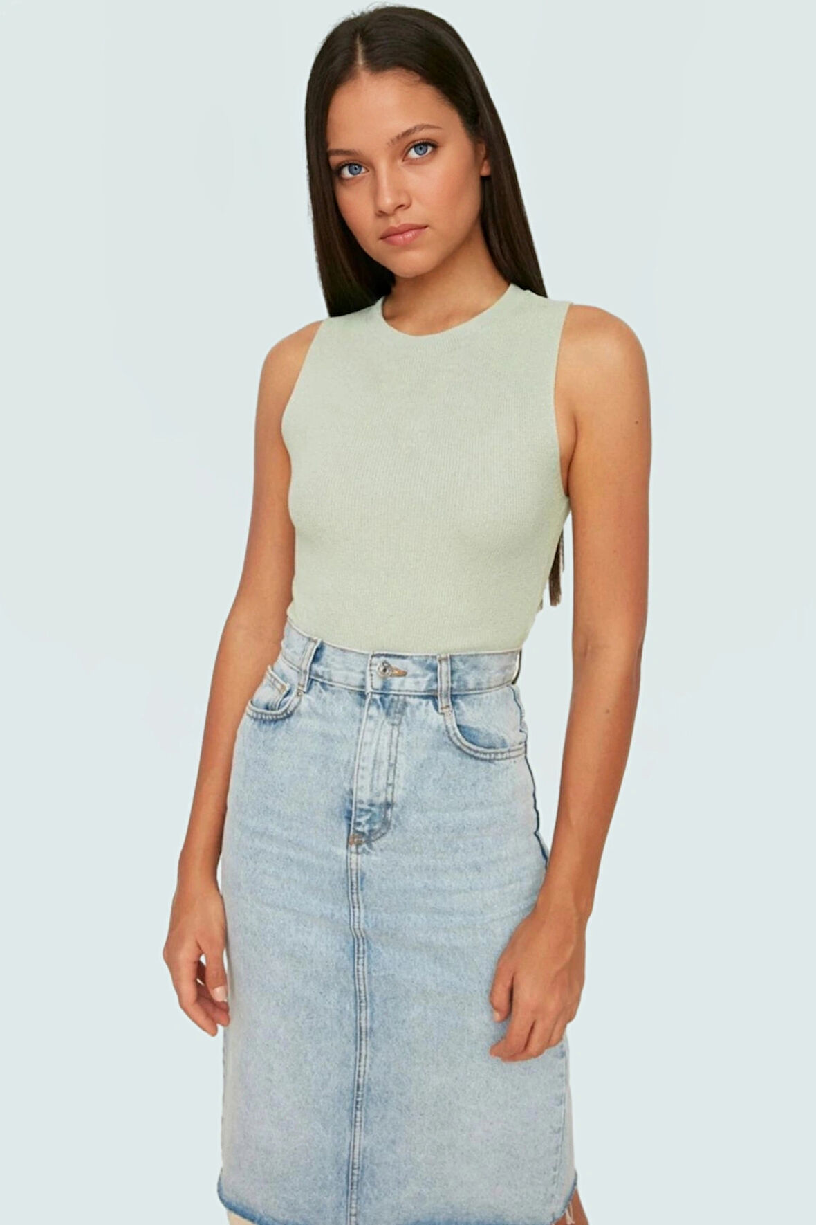 Yazlık Bisiklet Yaka Triko Bluz Rahat Günlük Kullanım Şık Görünüm Dayanıklı Malzeme