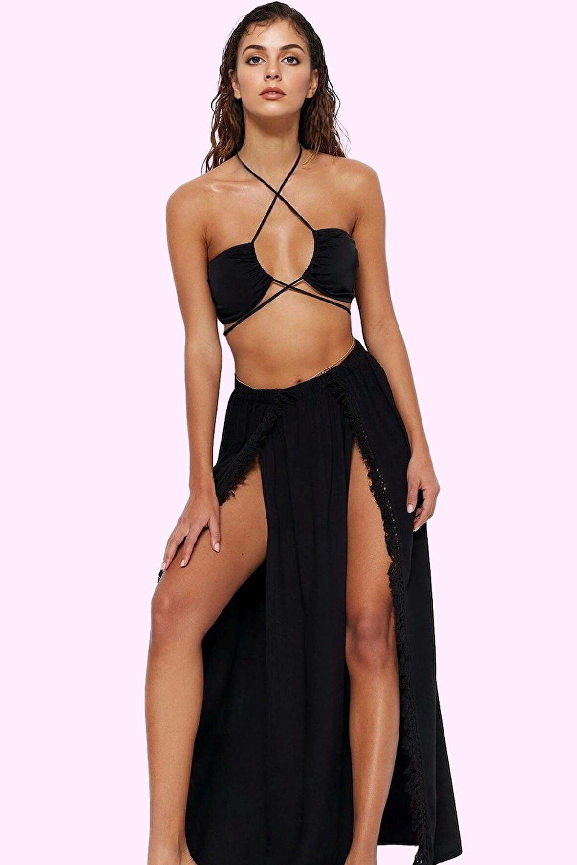 Kadın Maxi Etek Püsküllü A line Kesim Yazlık Plaj Giyim Günlük Kullanım Yaz Aylarının Vazgeçilmezi