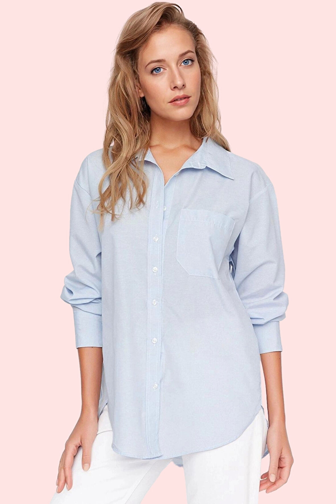 Kadın Boyfriend Geniş Kalıp Pamuklu Gömlek Günlük Casual Stil Hafta Sonu Dayanıklı Malzeme