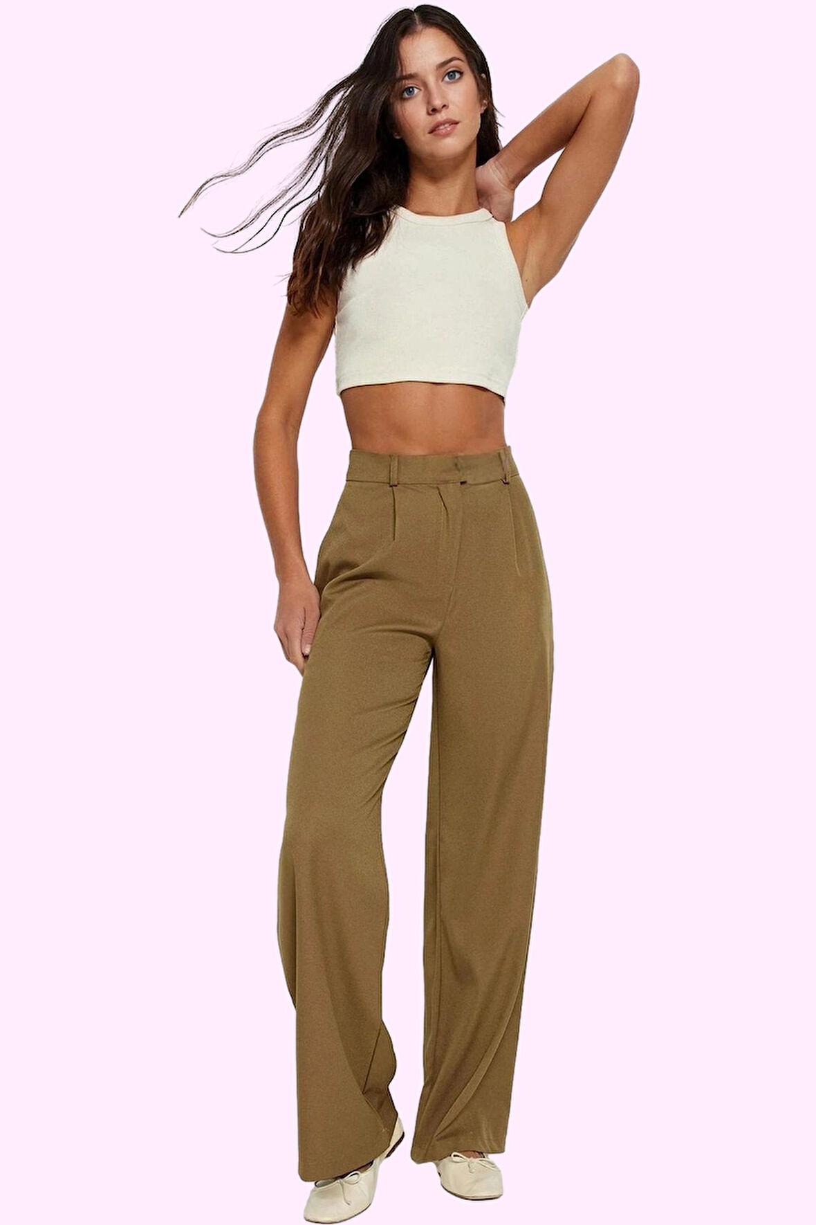 Kadın Geniş Paça Dokuma Pantolon Casual Stil Günlük Kombinler İçin Yaz Aylarının Vazgeçilmezi