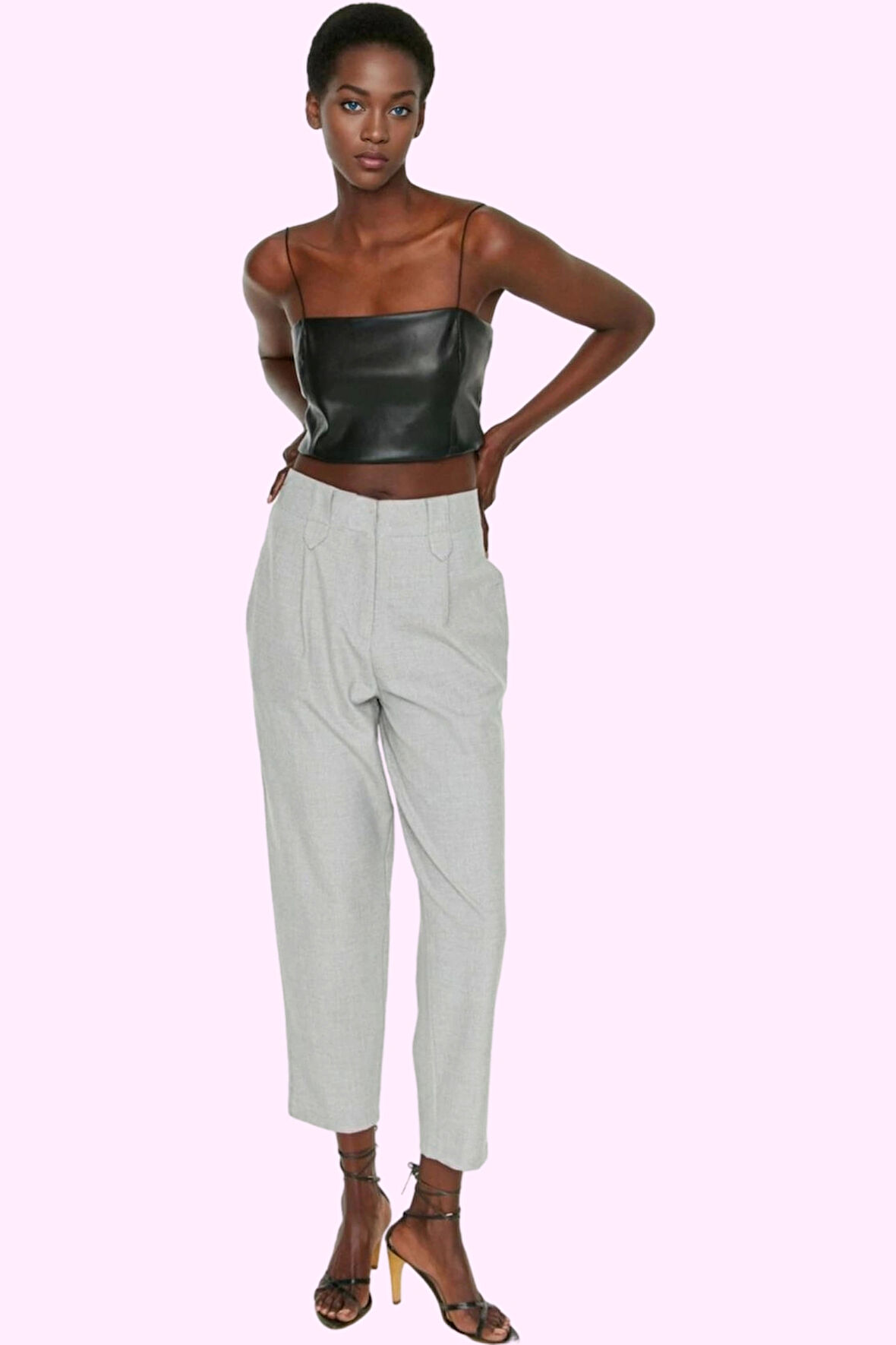 Kadın Yüksek Bel Havuç Pantolon Düz Desen Poliviskon Kumaş Günlük Kullanım Kaliteli Malzeme