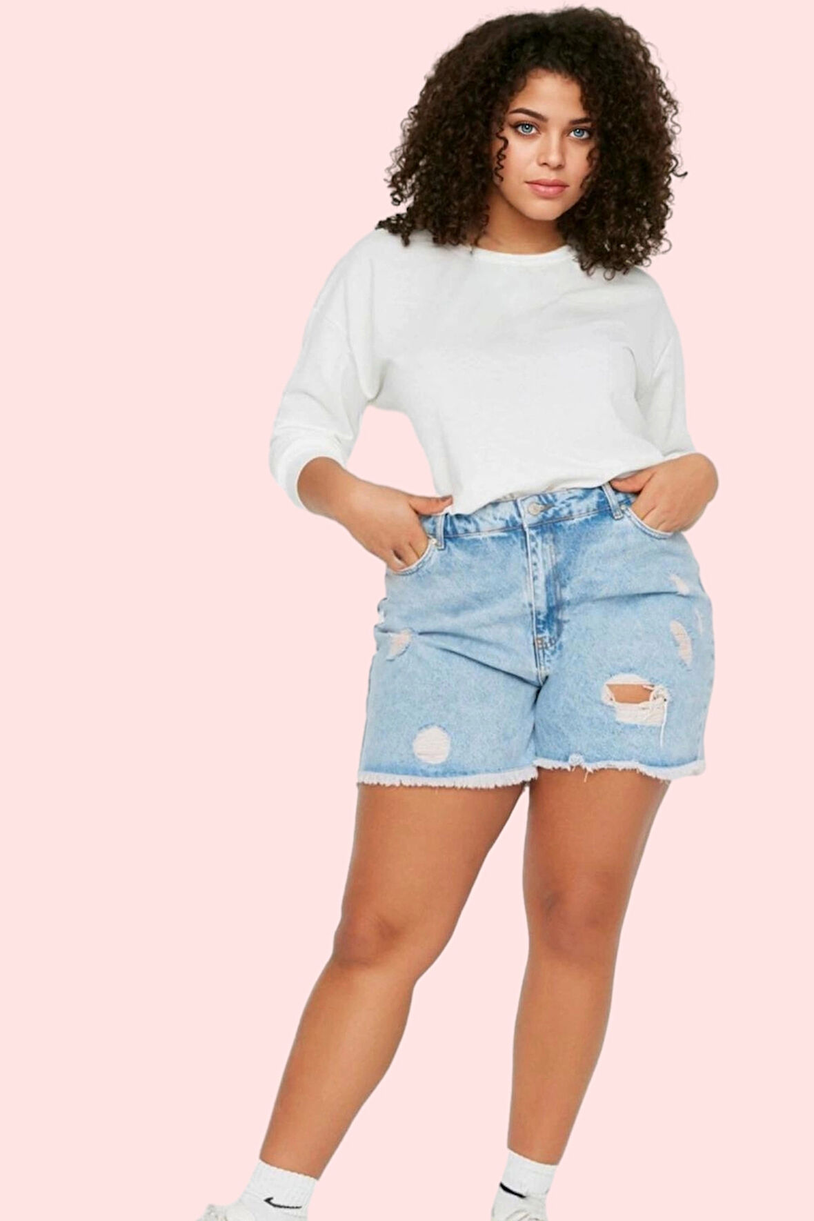 Kadın Yüksek Bel Geniş Paça Denim Şort Pamuklu Günlük Kombinler Yaz Aylarının Vazgeçilmezi