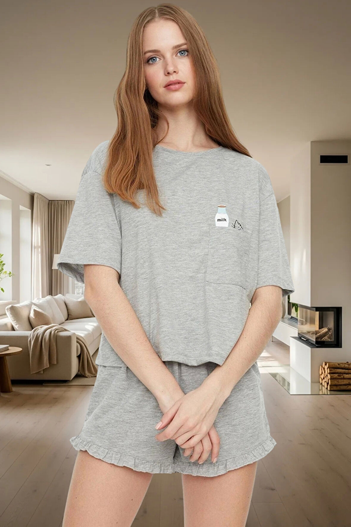 Kadın Pamuklu Örme Pijama Takımı Yazlık Kısa Şortlu Rahat Tasarım Ve Şık Mükemmel Uyum